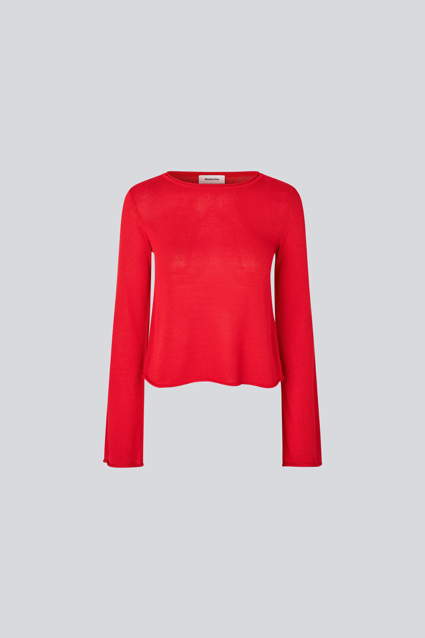 Modstrom ivonne flared o neck top in red. Front flatlay view