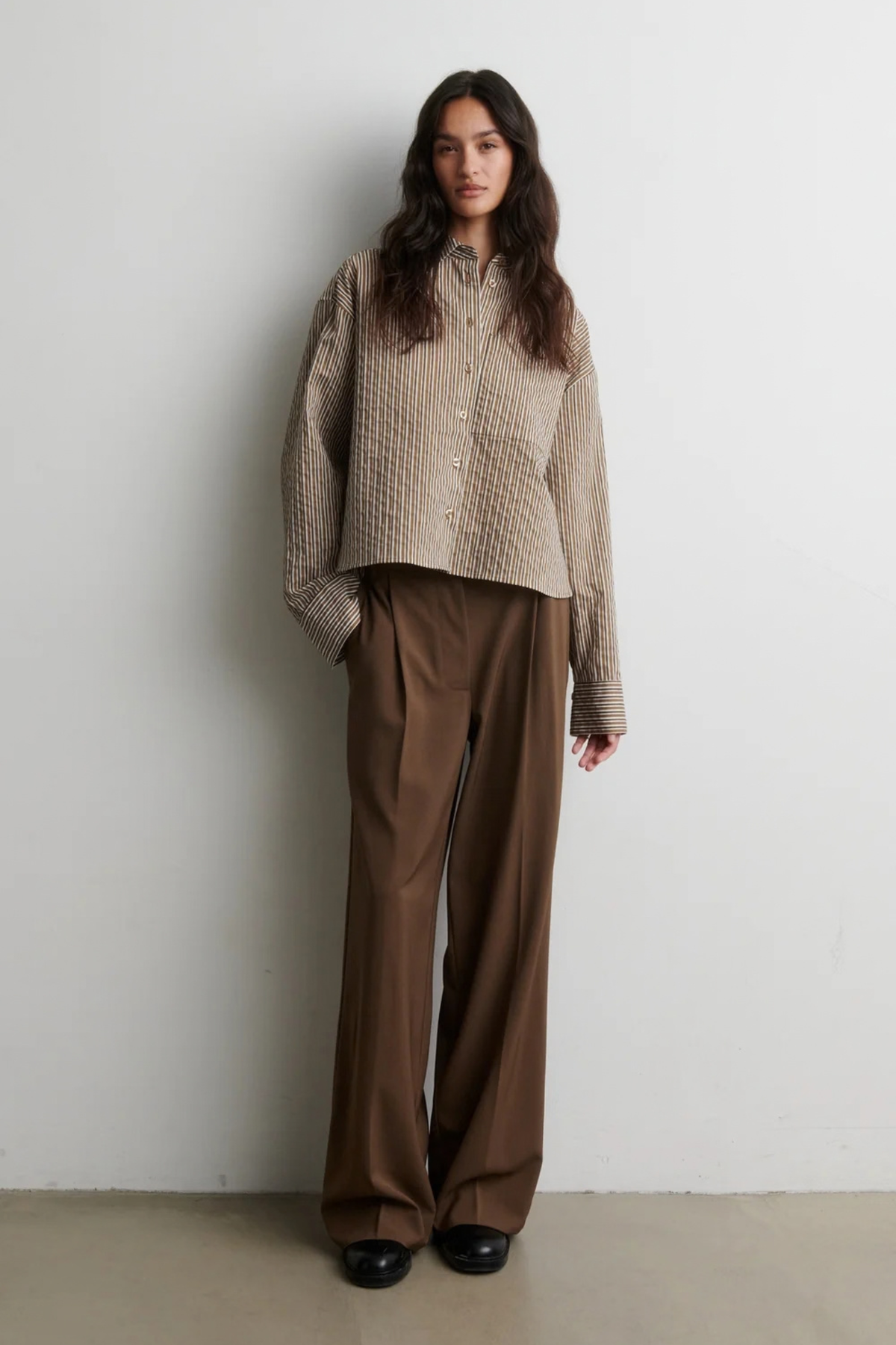 VENA CROPPED SHIRT - CAMEL