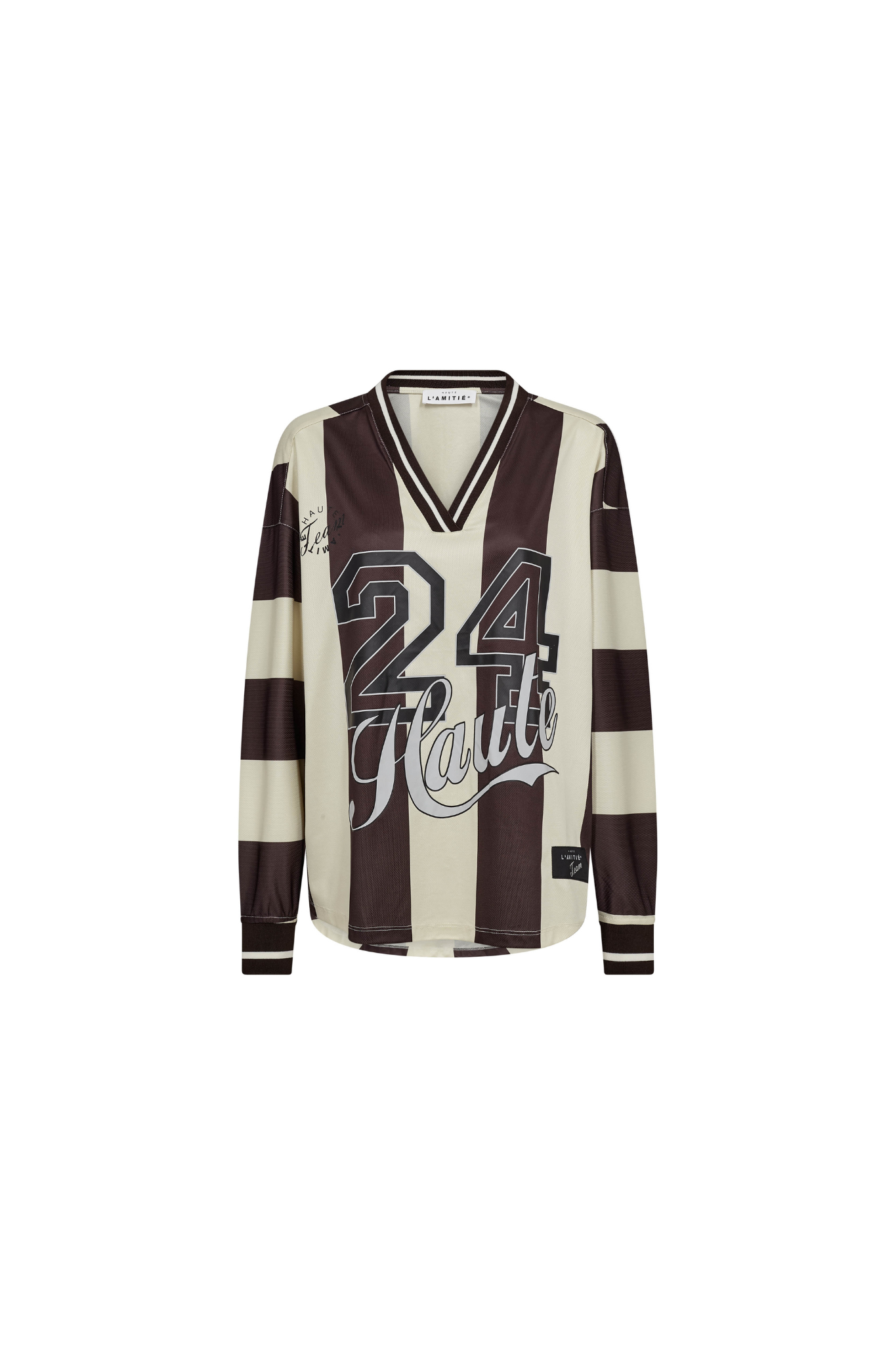 HAUTE 24 STRIPE BLOUSE - MOCCA/PEARL