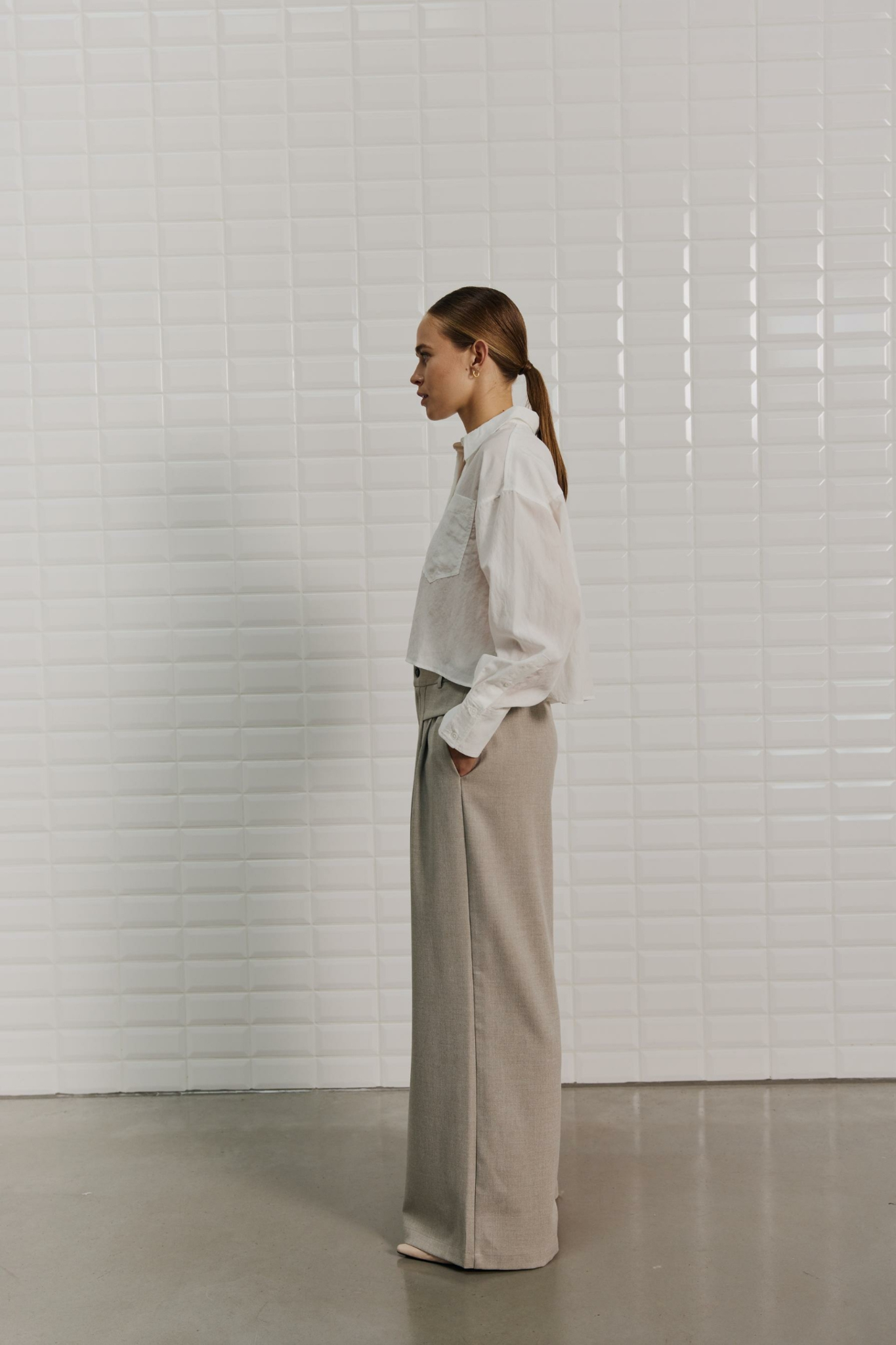 PILAR TAILORED PANT - GREY SAND MELANGE