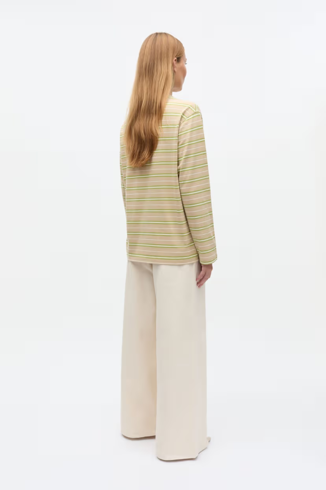 KULLA LS STRIPE T-SHIRT - PALE FERN STRIPE