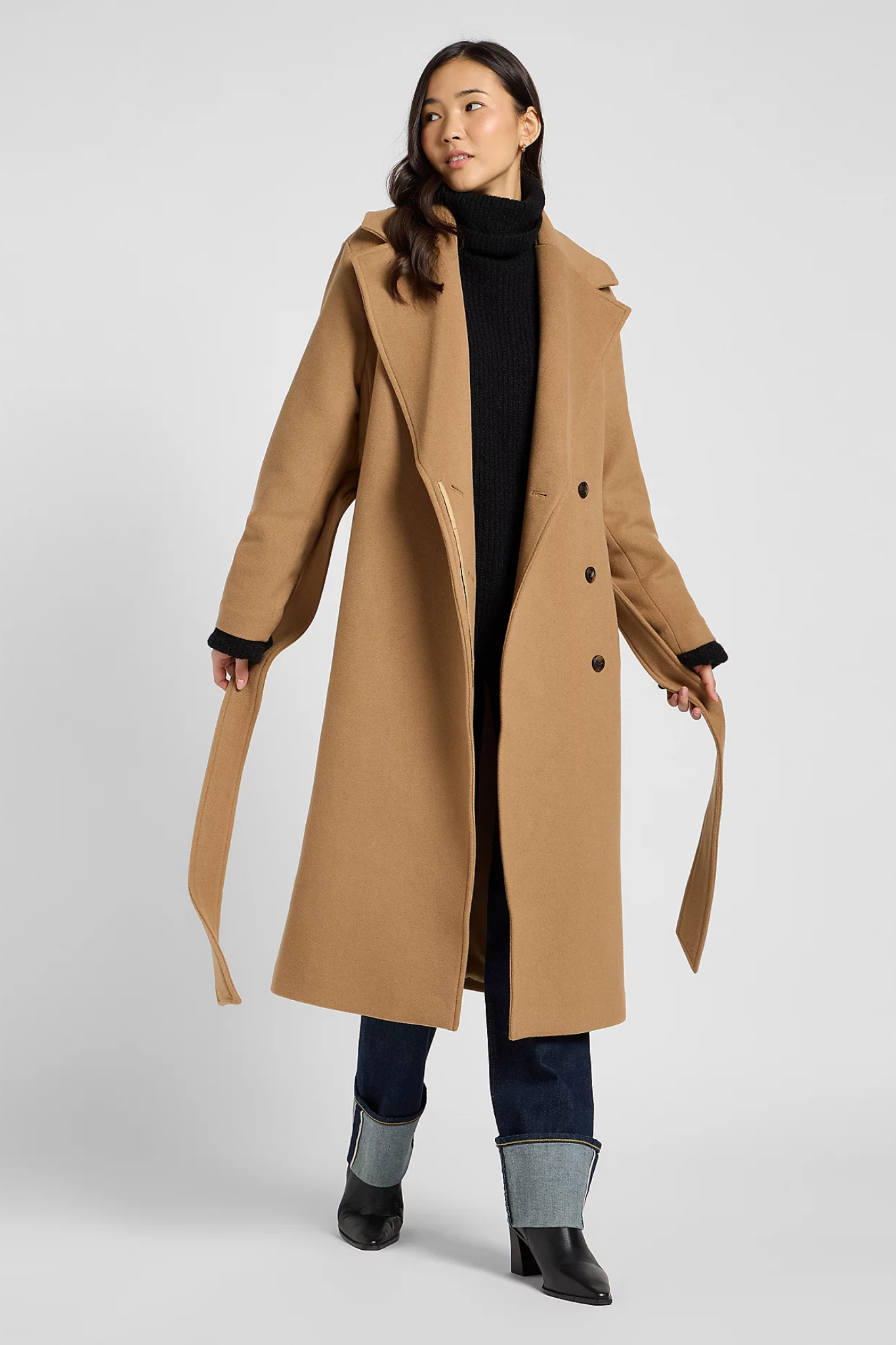 WOOL COAT - DARK CAMEL