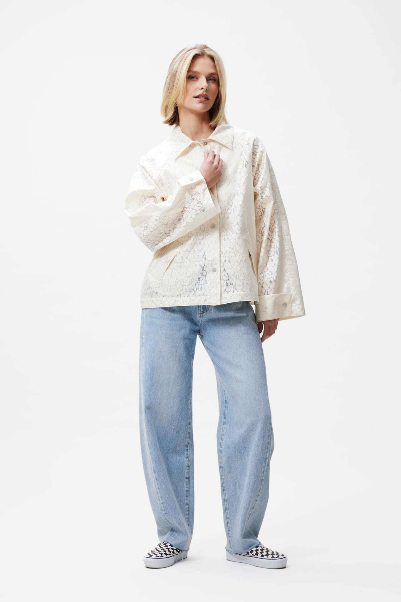 LACED RAINCOAT - ECRU