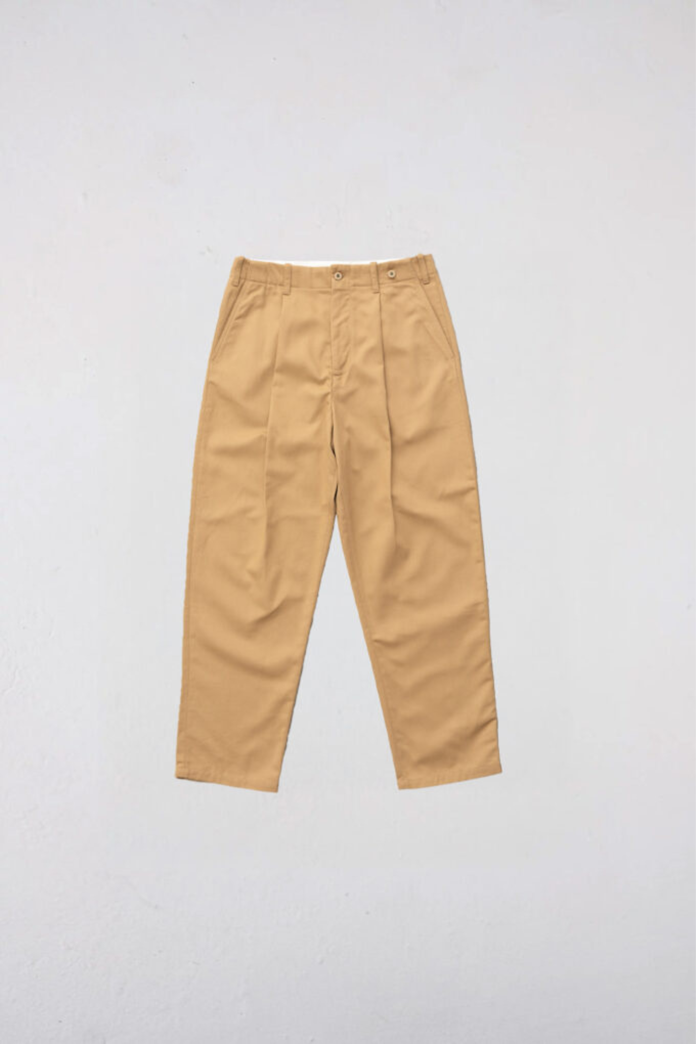 Goodies Sportive heritage chino pants in brown. Front flatlay view