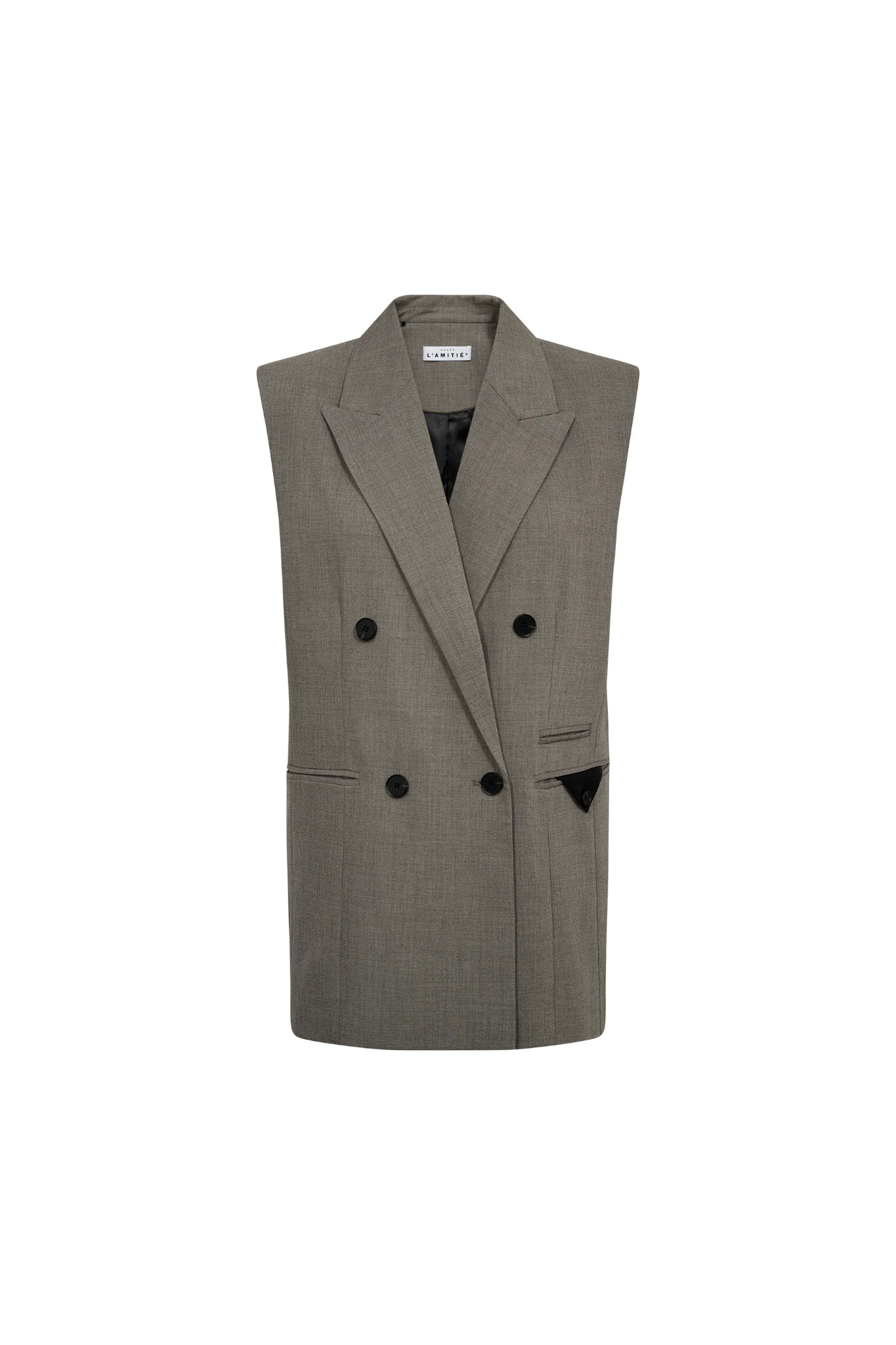 NICOLE TRIANGLE TAILOR VEST - BEIGE MELANGE