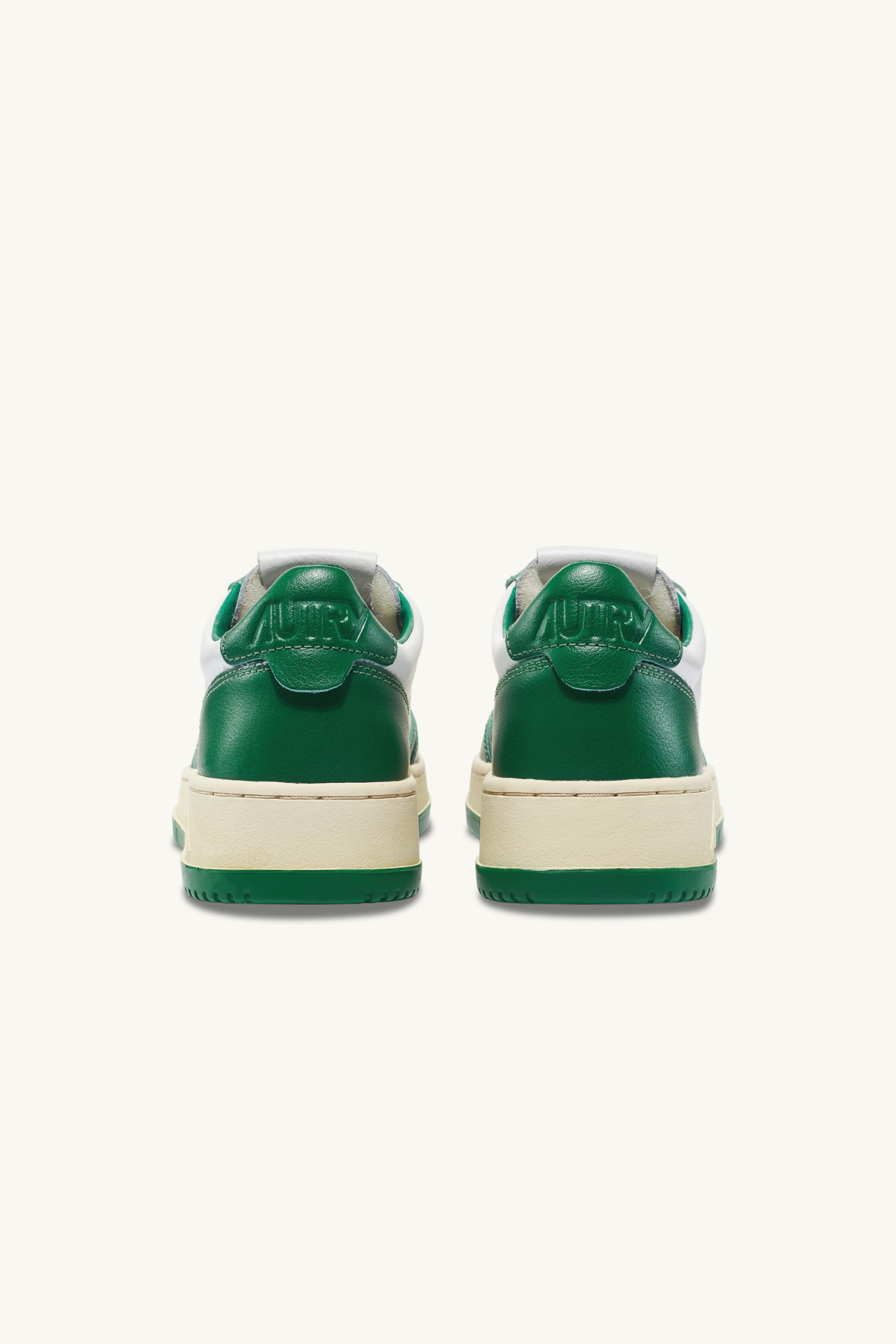 AULW-WB03 - MEDALIST LOW SNEAKERS IN TWO-TONE LEATHER COLOR WHITE AND GREEN