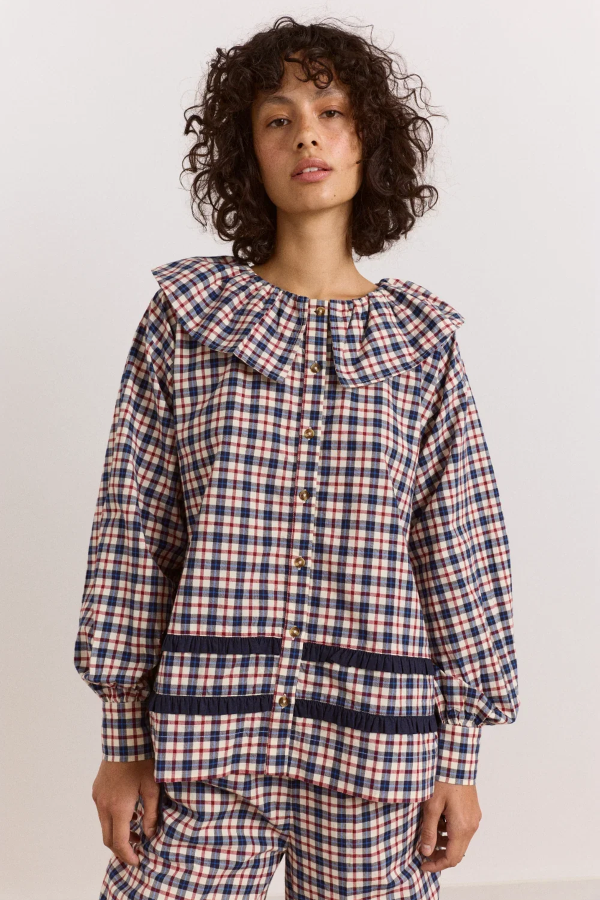 ALETTA PJ SET IN FLANNEL - CHERRY NAVY CHECK