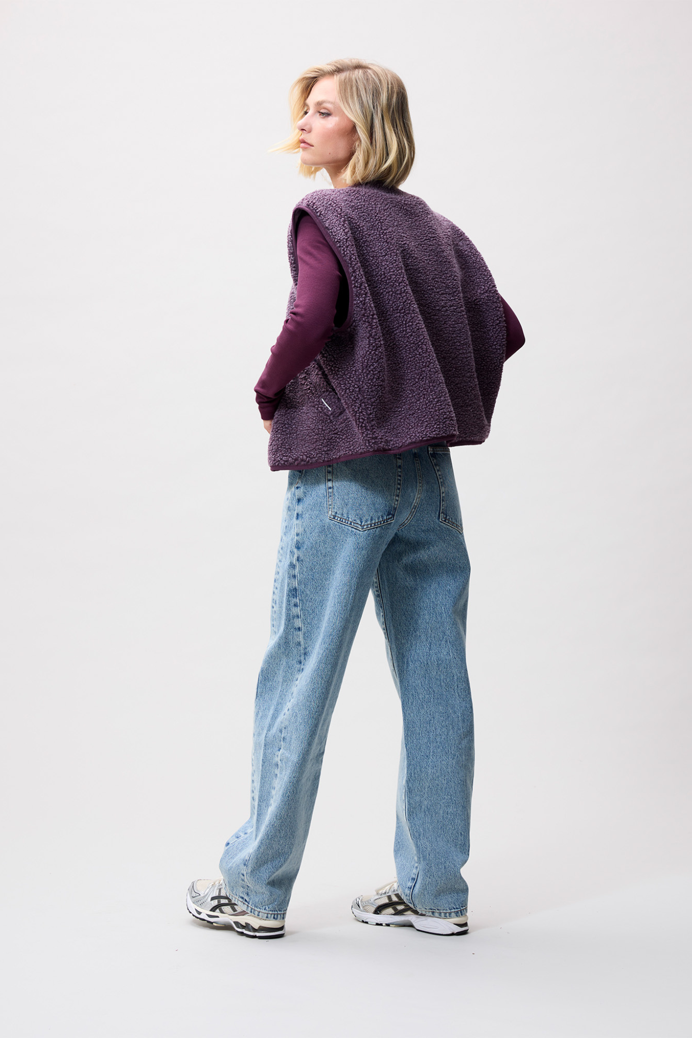TEDDY BODYWARMER GILET - PLUM TRUFFLE