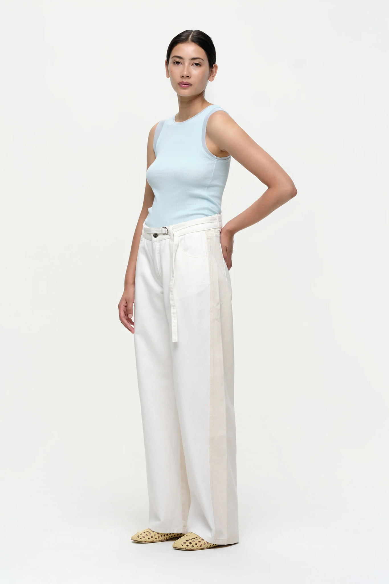 EVE CARRY OVER DENIM PANTS - WHITE