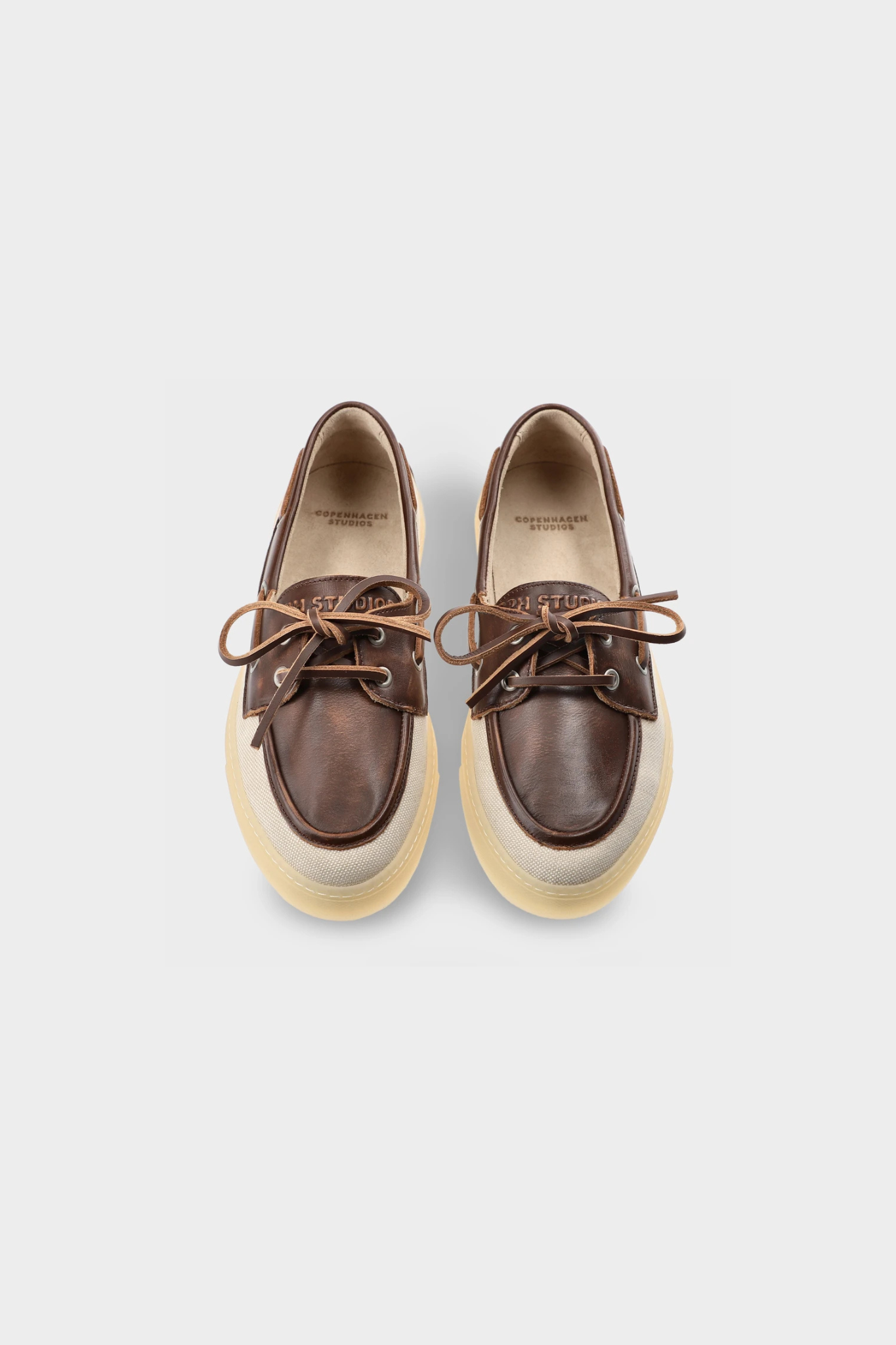 CPH160 MATERIAL MIX WOMEN SHOES - BROWN/CREAM