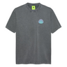 New Amsterdam grey logo t-shirt with logo in blue. Front flatlay view