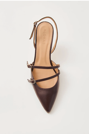 JOELLE LEATHER POINTED-TOE SHOES - BROWN