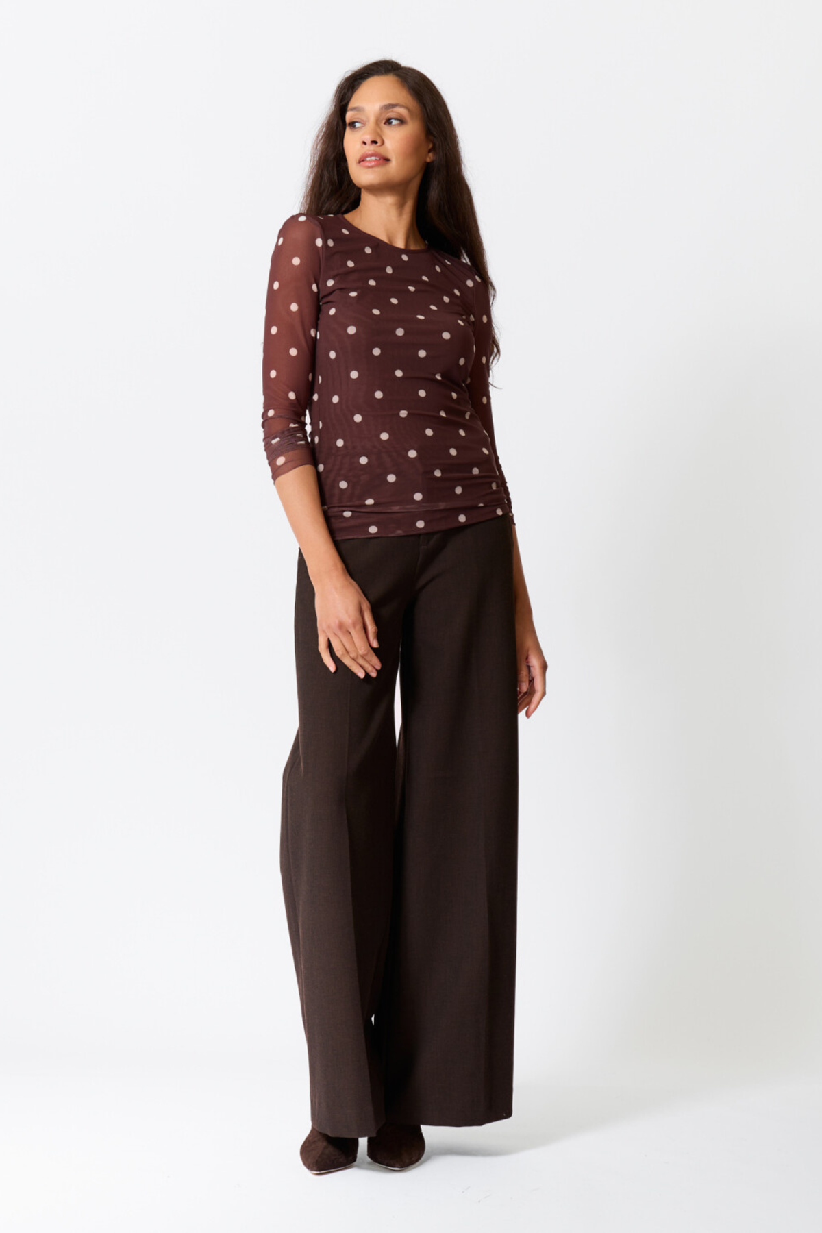 SILVIA WIDE ROBLE FLEECE PANTS - CHOCO