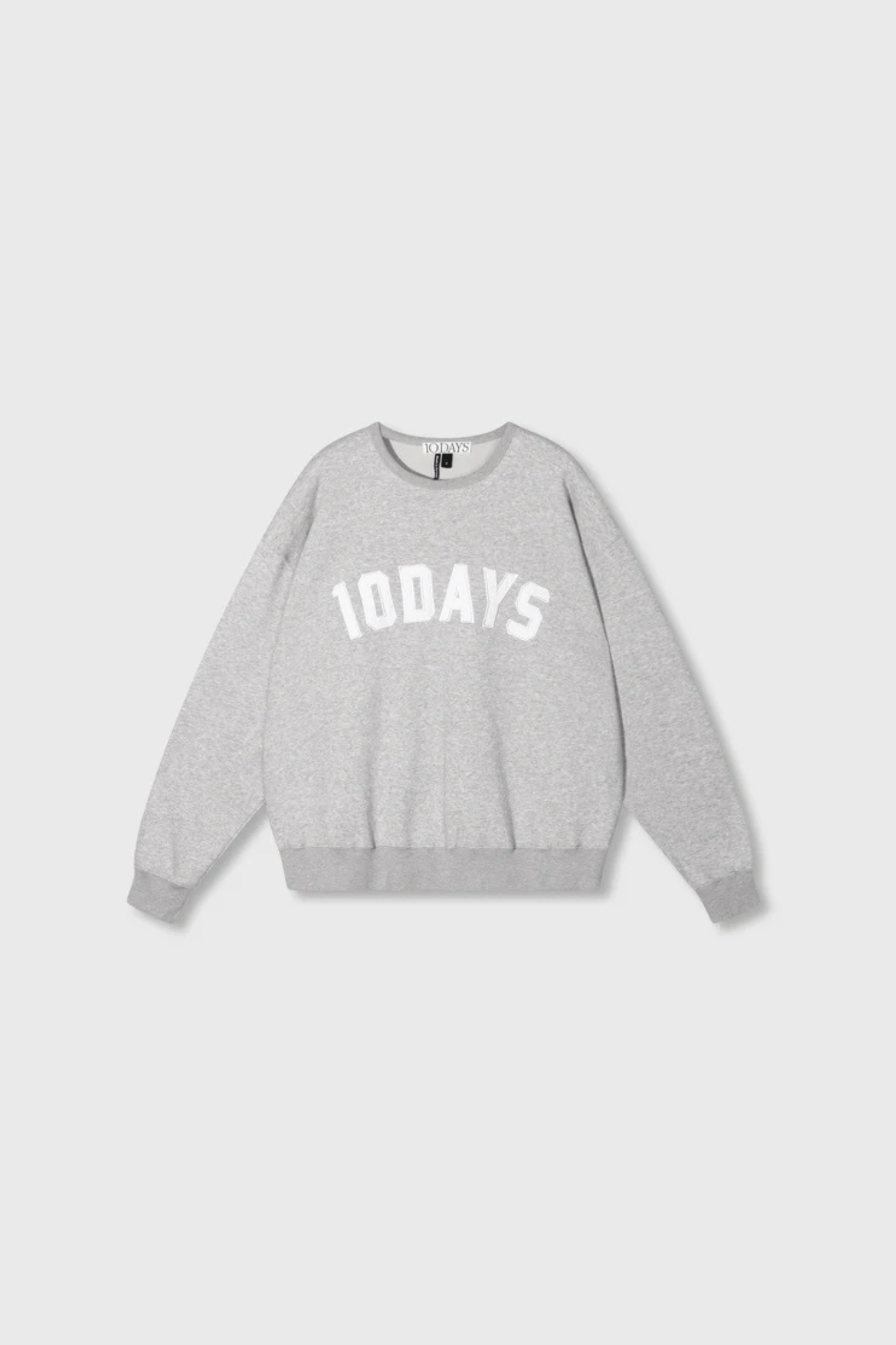 10DAYS statement sweater in light grey melange. Front flatlay view