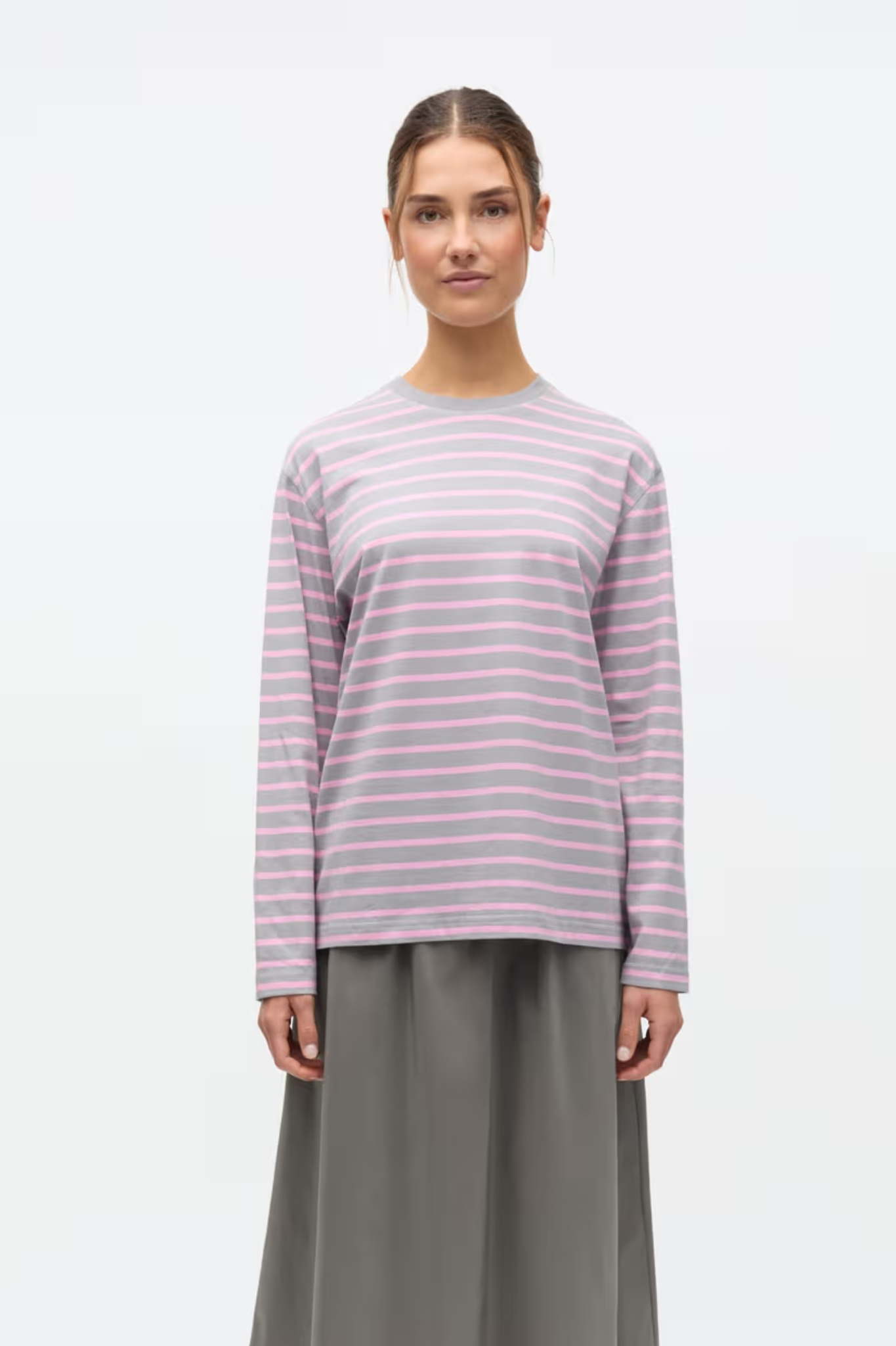 KULLA LS STRIPE T-SHIRT - BONBON GRAY STRIPE