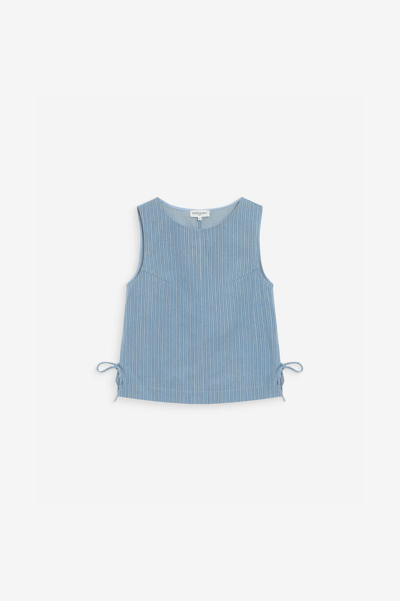 VENDOME DENIM TOP - STRIPED BLUE