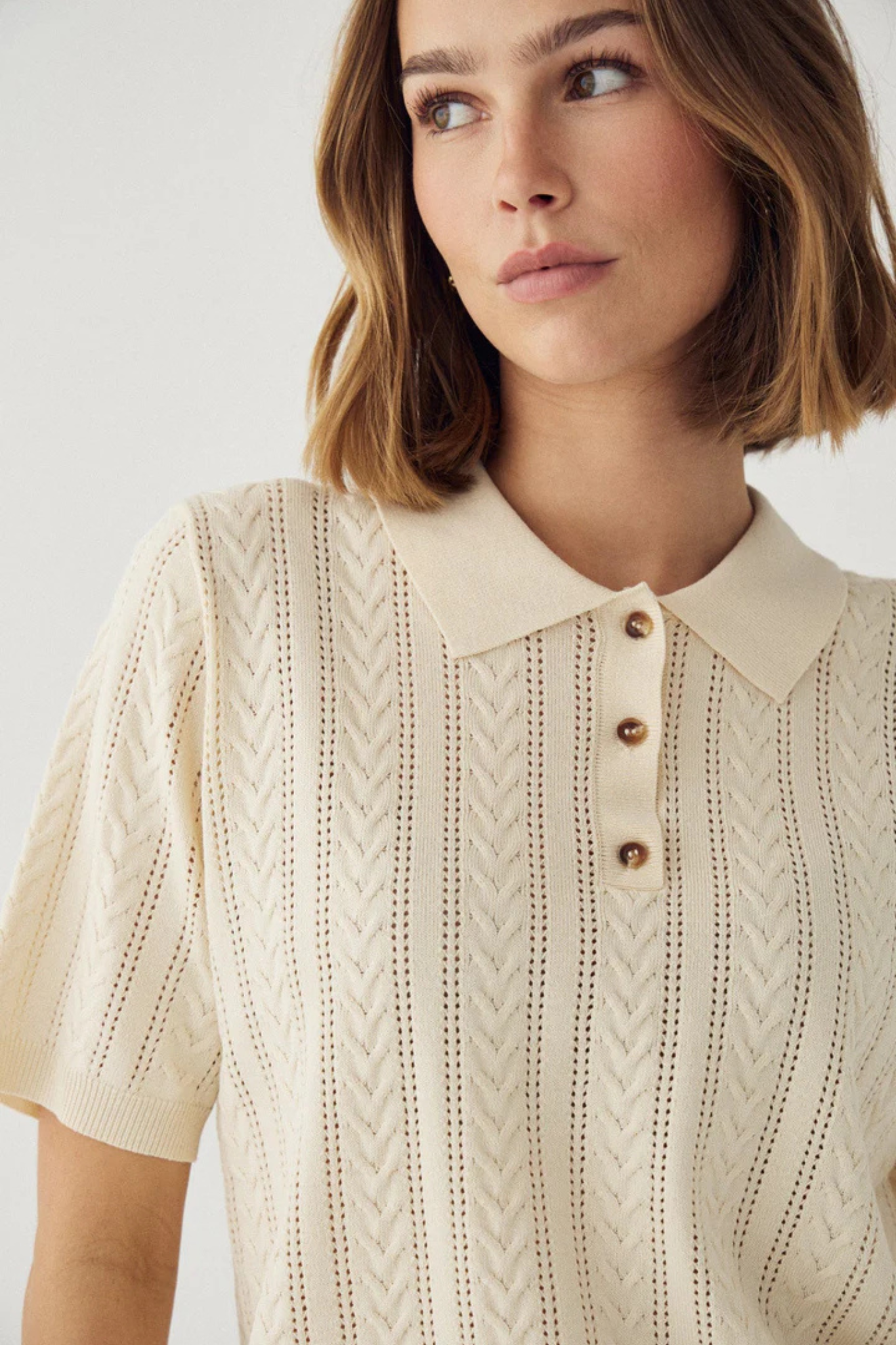 MECCA KNIT POLO - IVORY