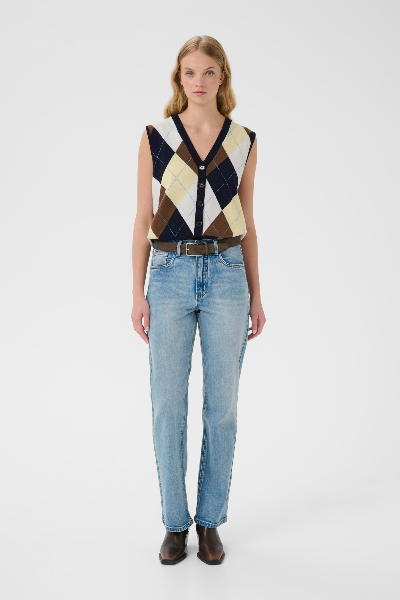 MANZI WAISTCOAT - SKY CAPTAIN/BROWN/YELLOW