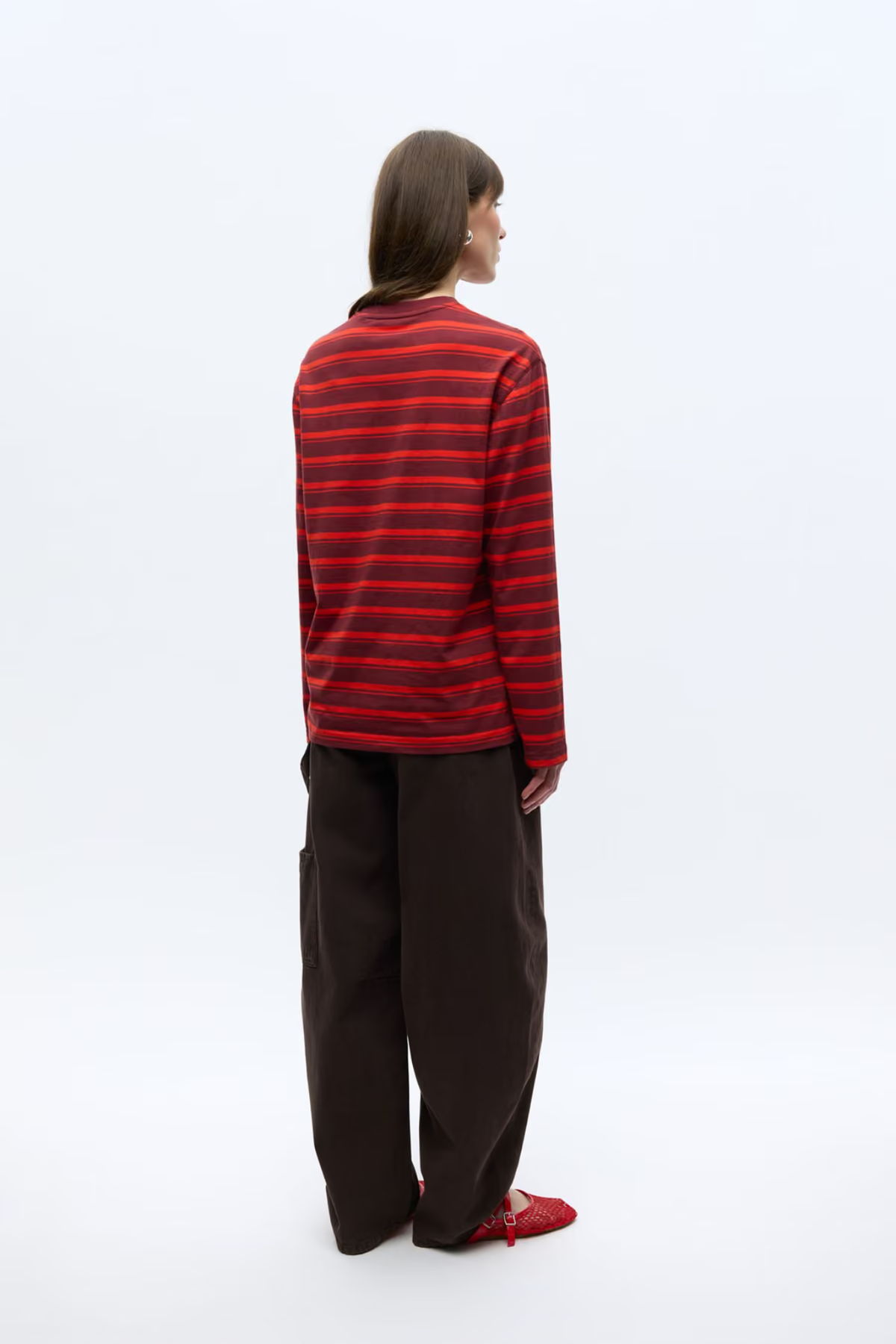 KULLA LS STRIPE - MAROON FIERY RED STRIPE