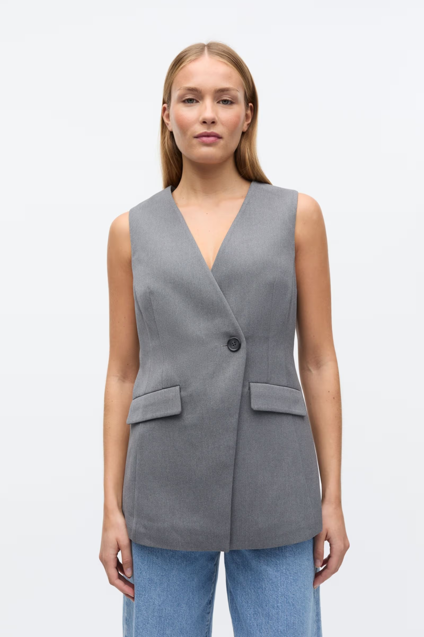 RAYE VEST - MID GREY MEL