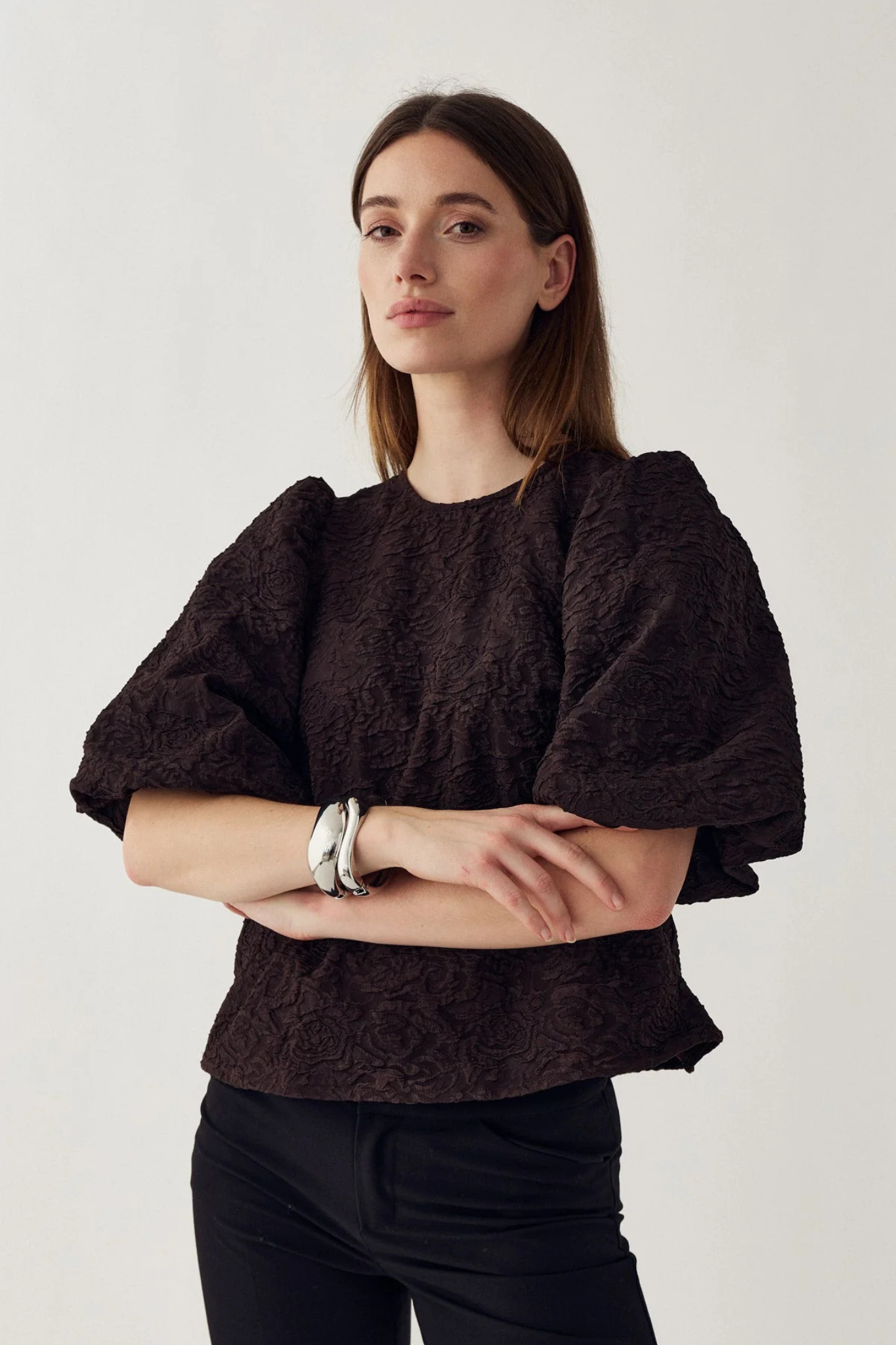 SHELLY BLOUSE - CHOCOLATE
