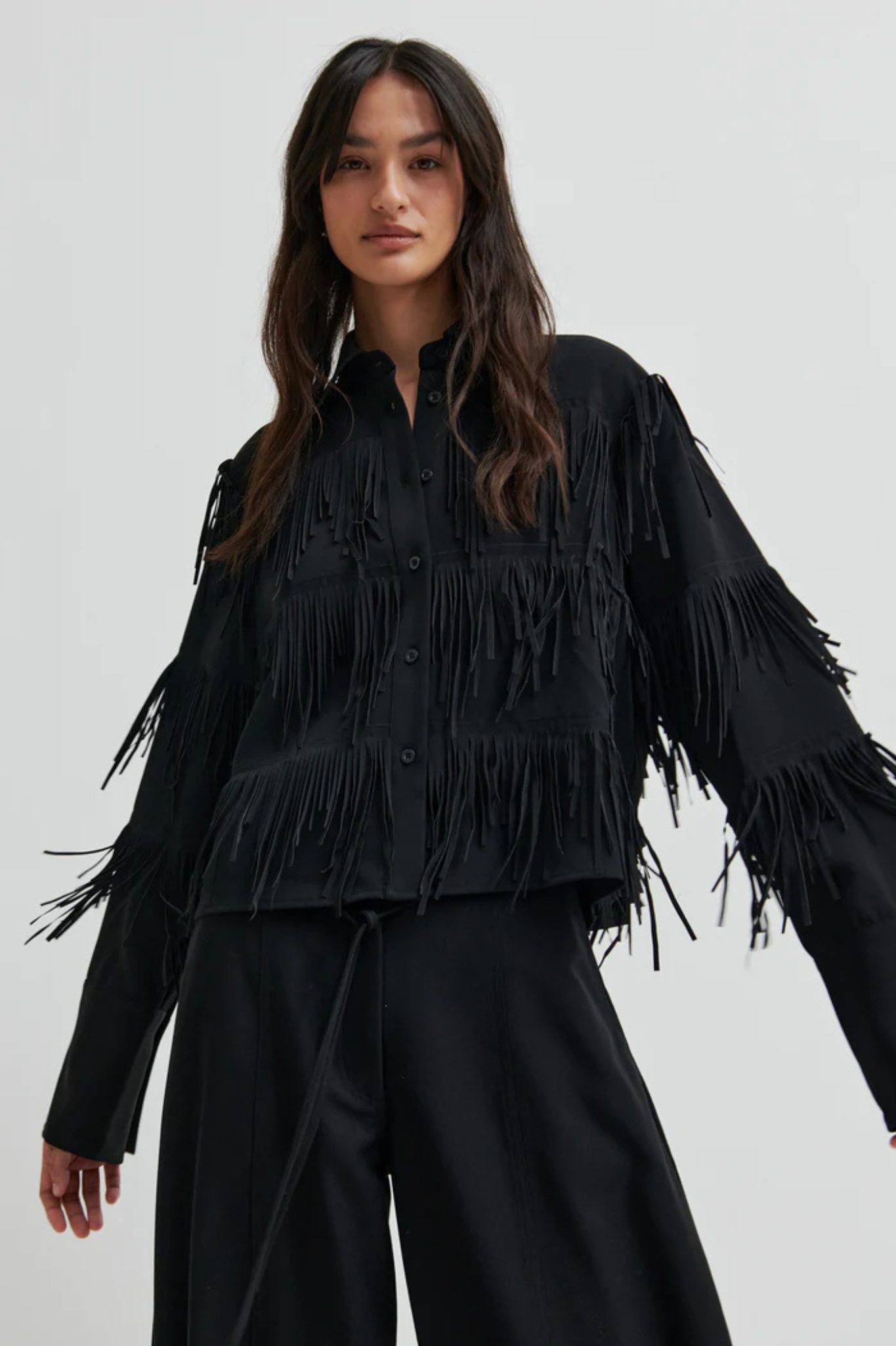 DANCING CROPPED SHIRT - BLACK