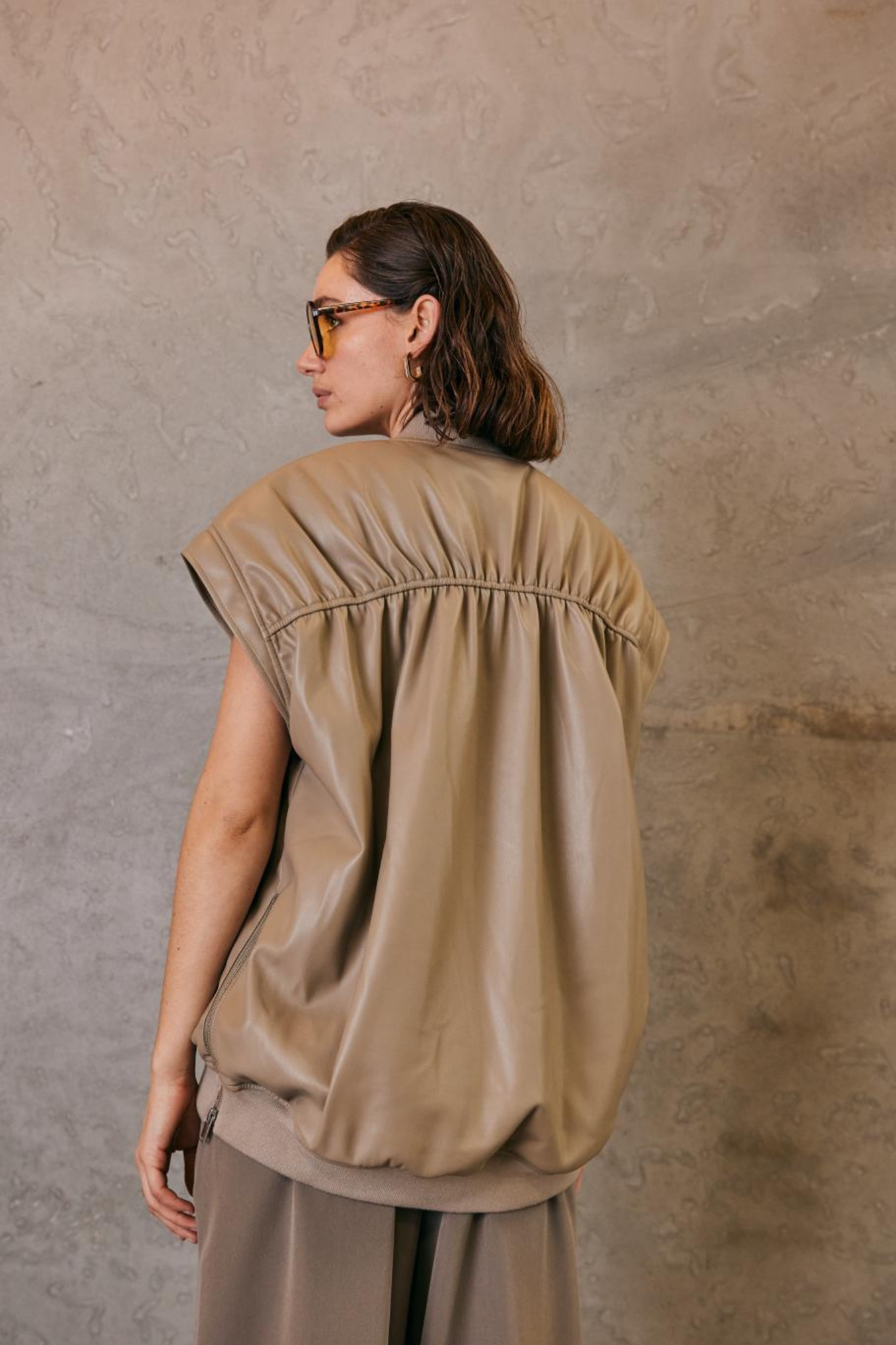 VALERIE VEGAN BOMBER JACKET - DESERT TAUPE