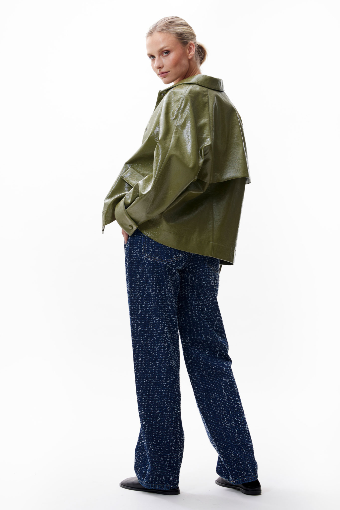 VEGAN LEATHER JACKET - OLIVE BRANCH
