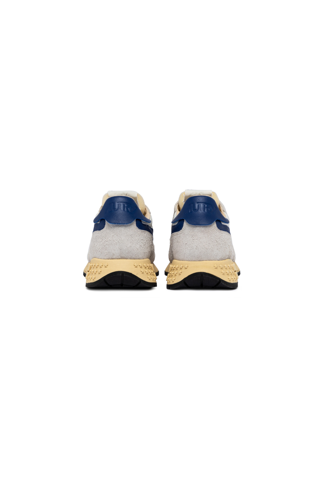 Autry reelwind low men sneakers in suede grey and blue. Back view