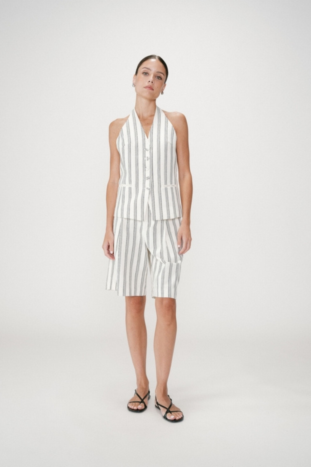 WINIKA GILET- ECRU STRIPE