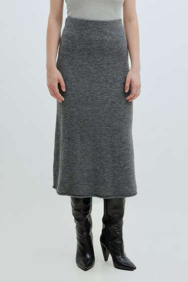 PANJA KNIT SKIRT - DARK GREY MELANGE