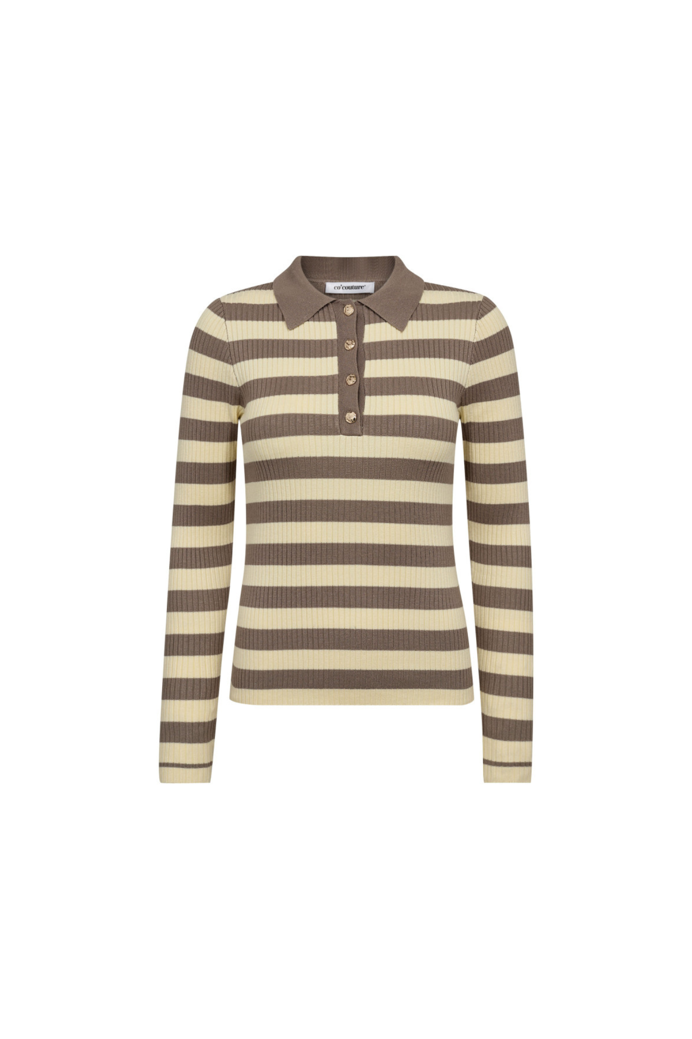 BONNY STRIPE LS POLO KNIT - PELE YELLOW