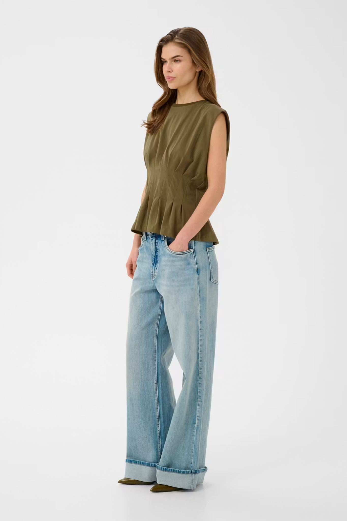 INEZ LS TOP - MILITARY OLIVE/GREEN