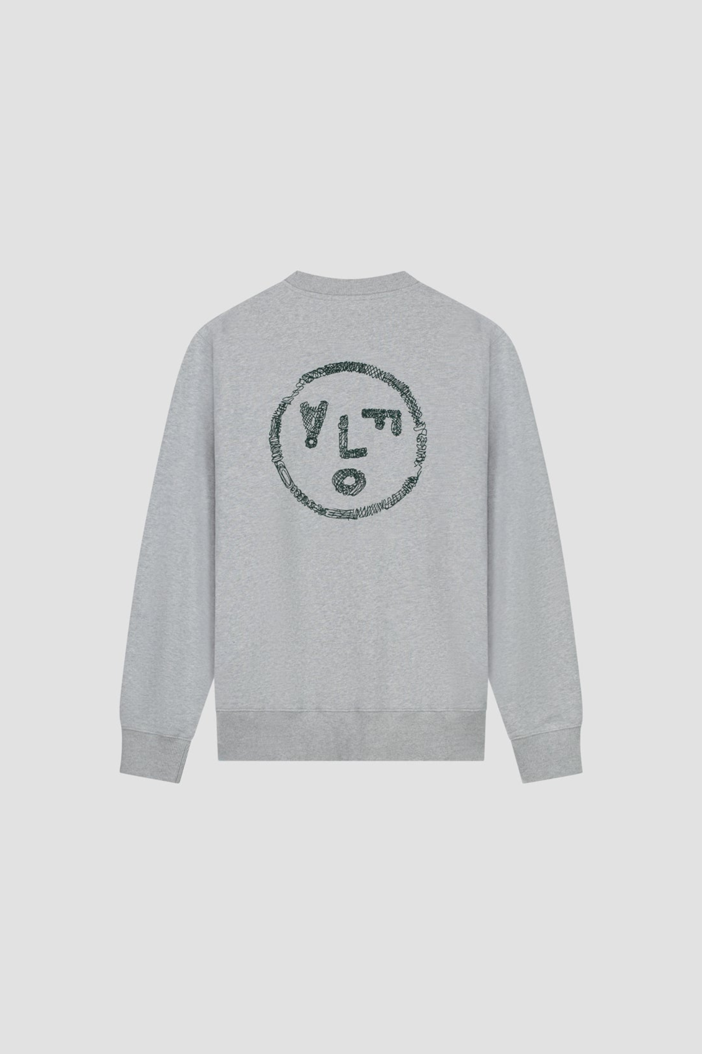 SCRIBBLE FACE CREWNECK - HEATHER GREY