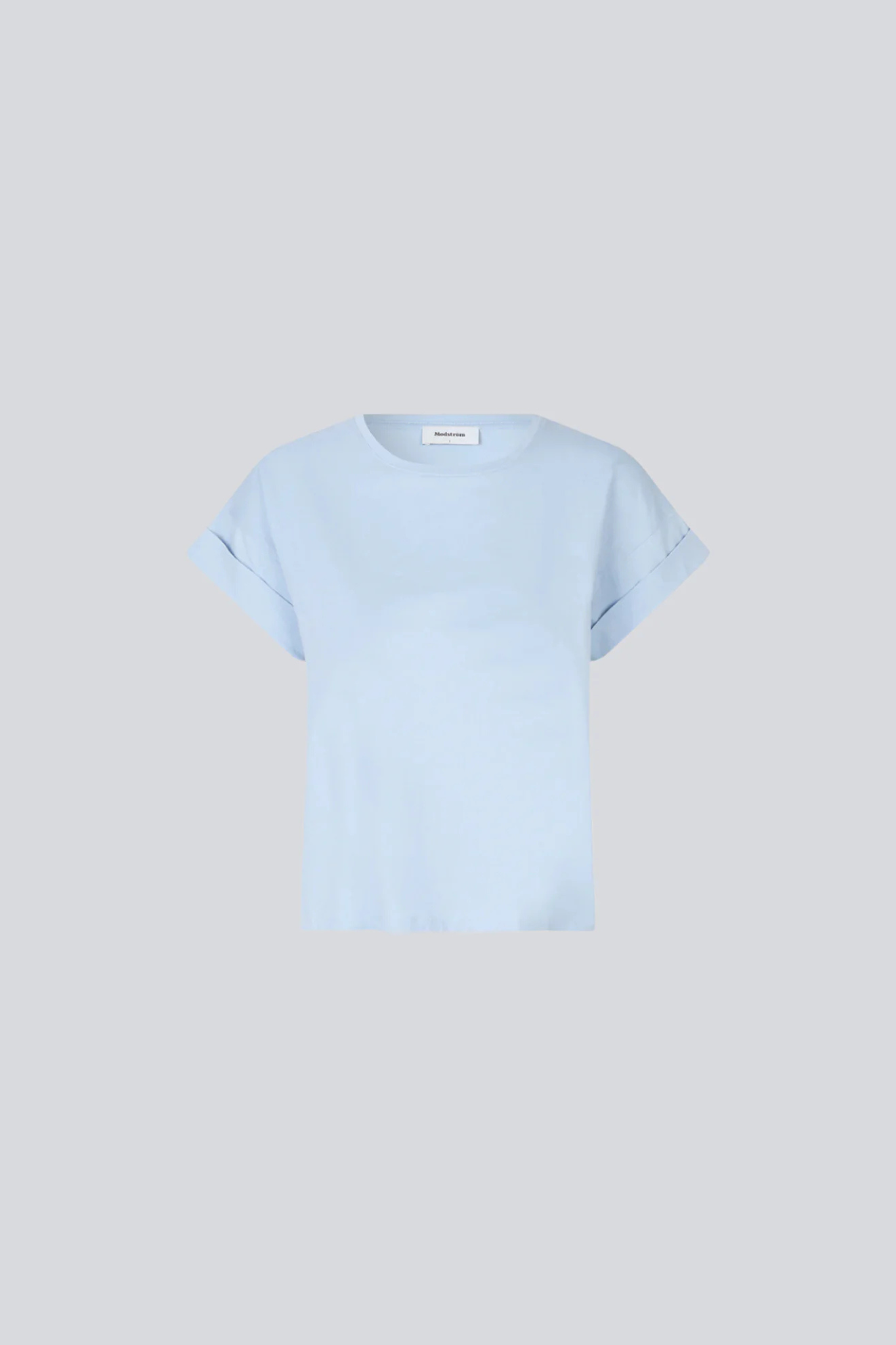 Modstrom brazil t-shirt in cashmere blue. Front flatlay view