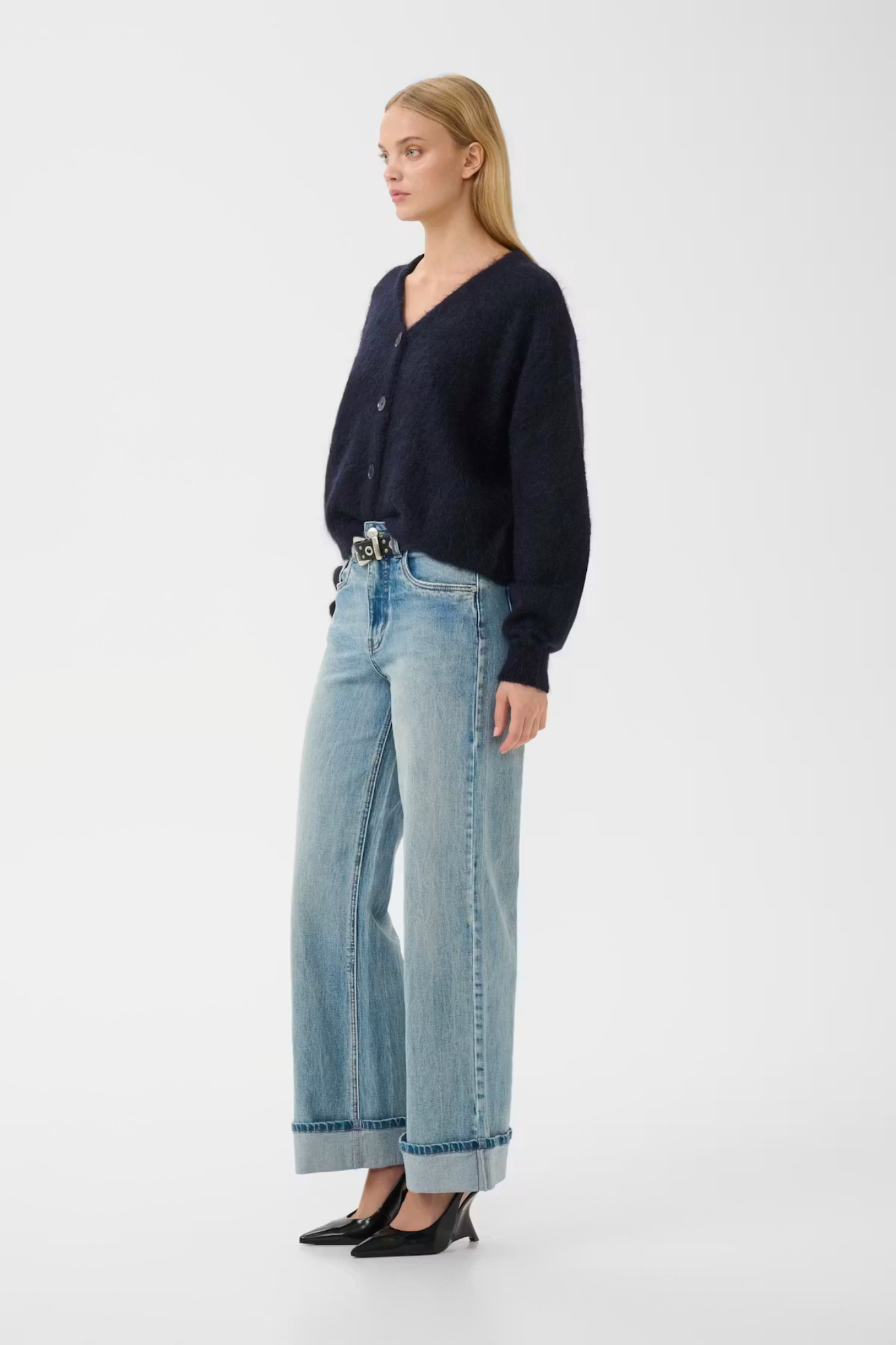 DEBBIE V CARDIGAN - NAVY MELANGE