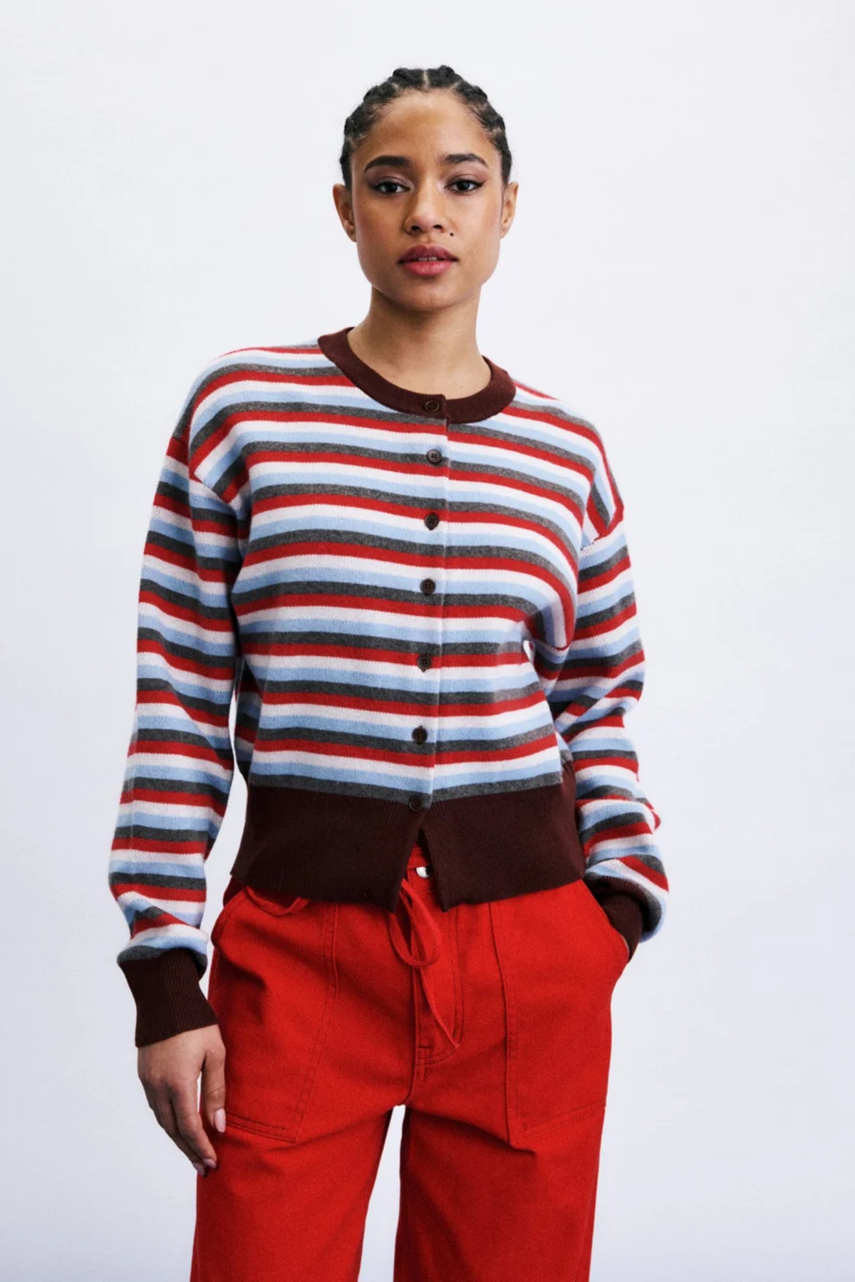 SHIBUYA SET CARDIGAN SCARF - RED