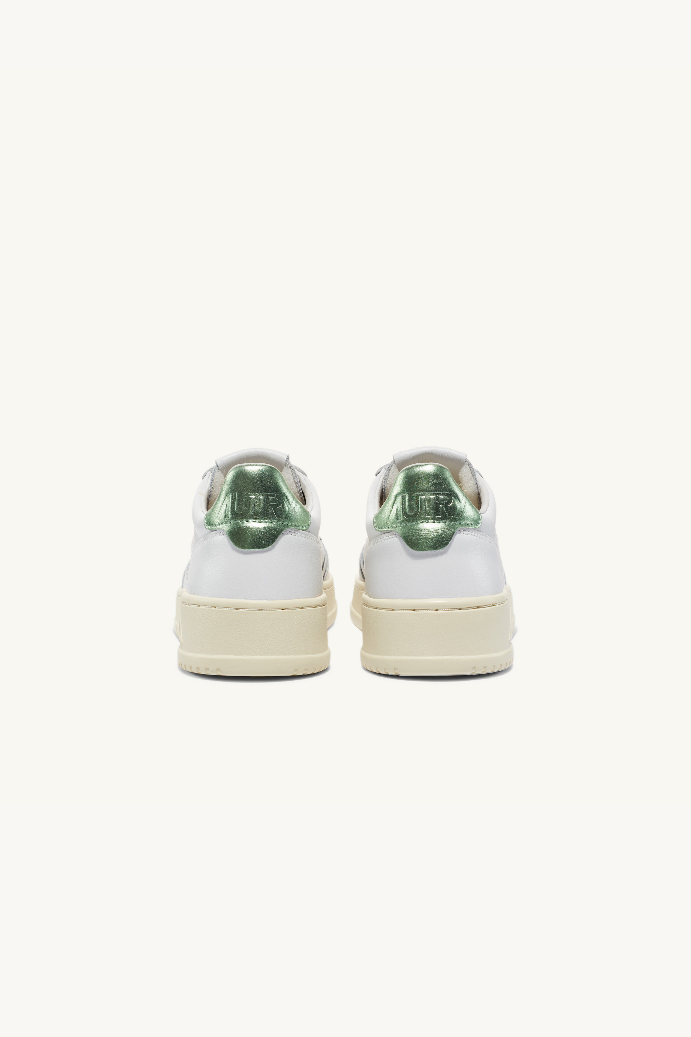 AULW-LL62 - MEDALIST LOW SNEAKERS IN LEATHER WHITE AND PASTEL GREEN