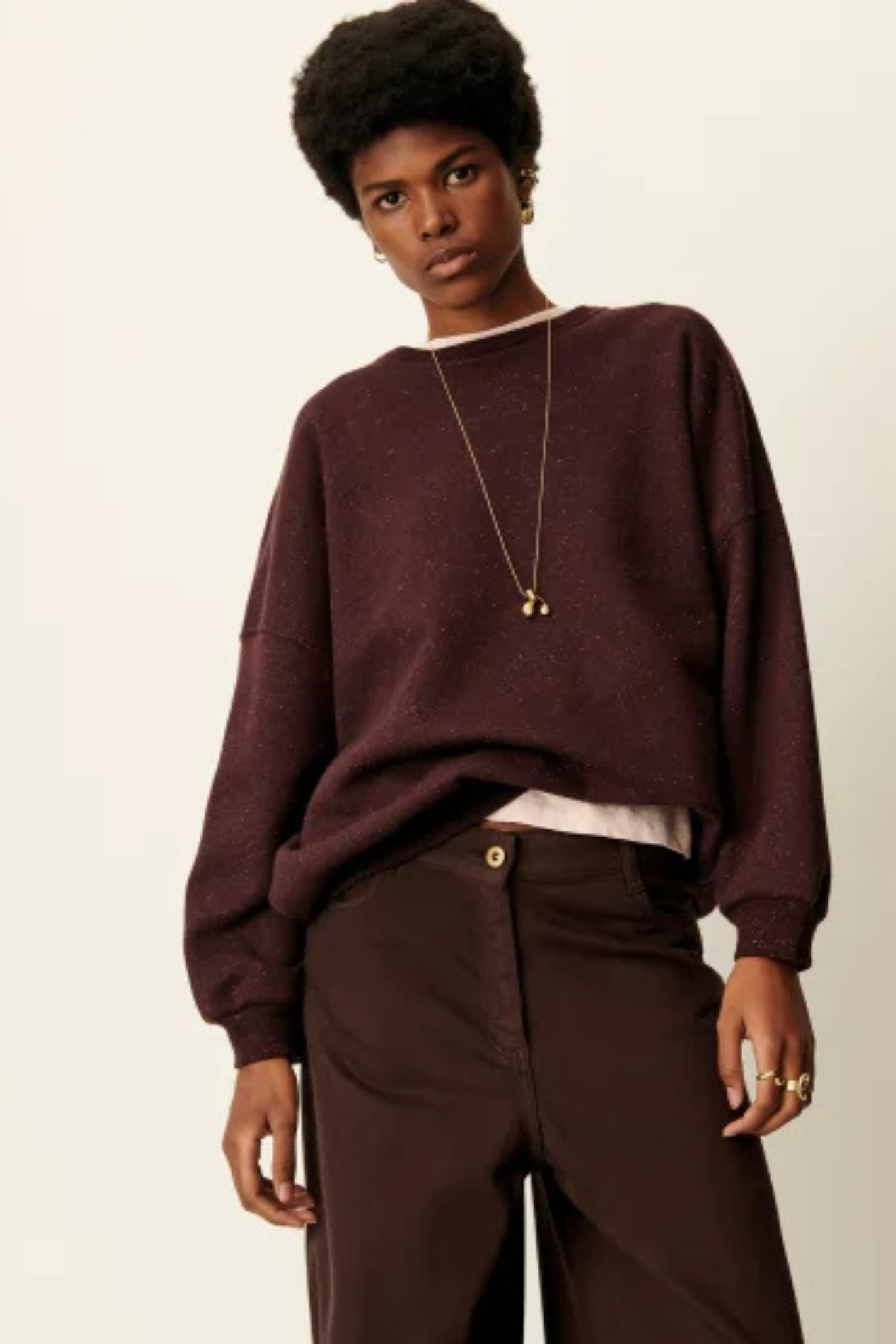 CHEBBI OVERSIZED SWEATER - GANACHE