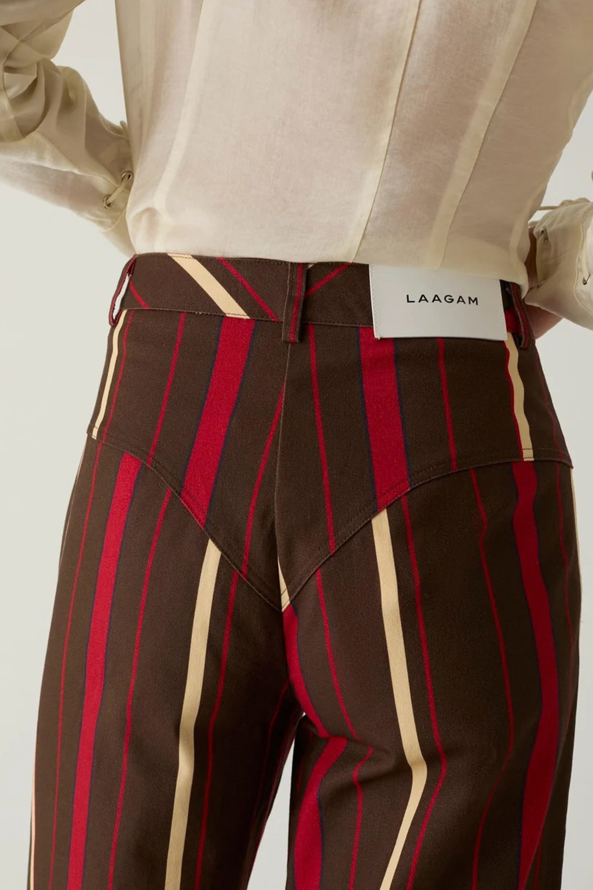 LEROY STRIPED TWILL PANTS - DARK BROWN