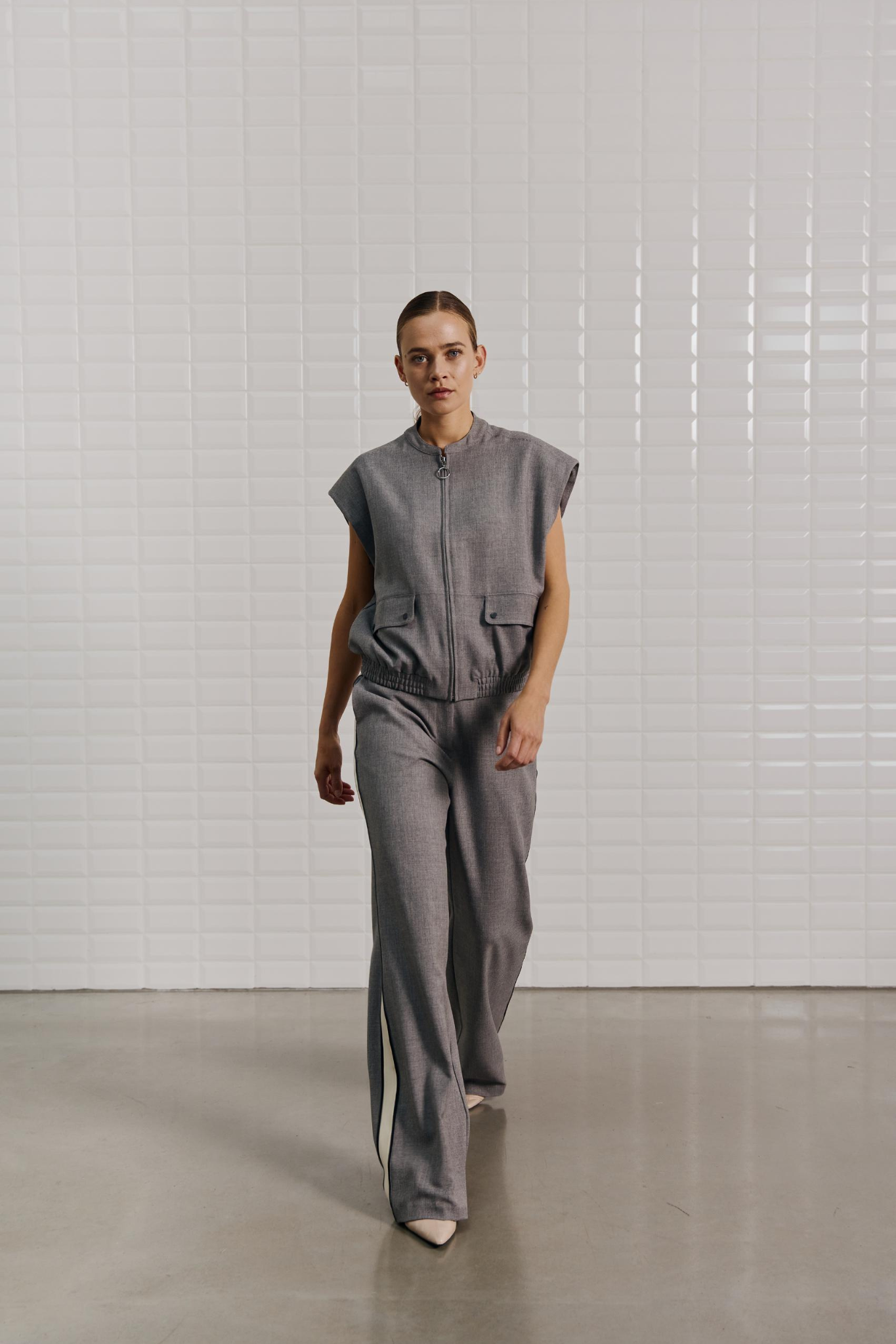 MARINA TAILORED WAISTCOAT - MID GREY MELANGE