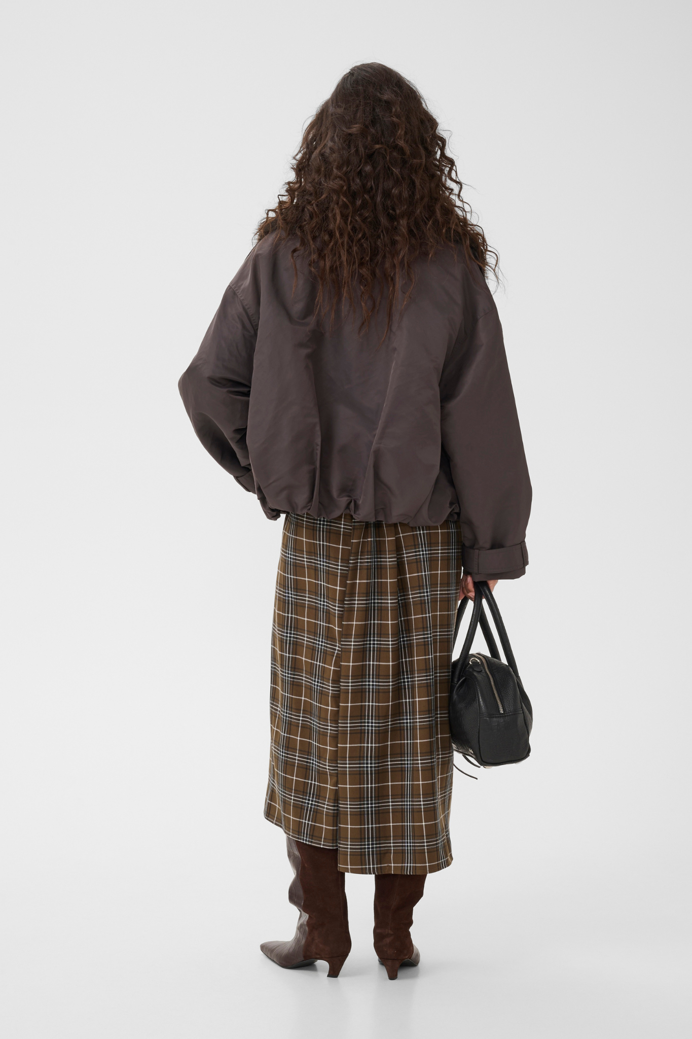 ZALEYA HW SKIRT - GREEN OLIVE CHECK