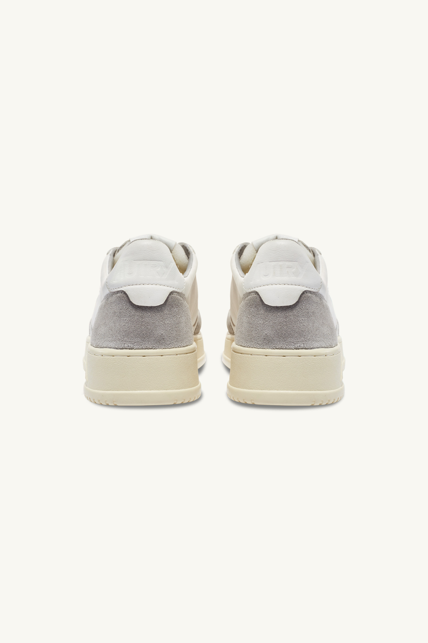 AULM-GS25 - MEDALIST LOW SNEAKERS IN WHITE GOATSKIN AND GRAY SUEDE