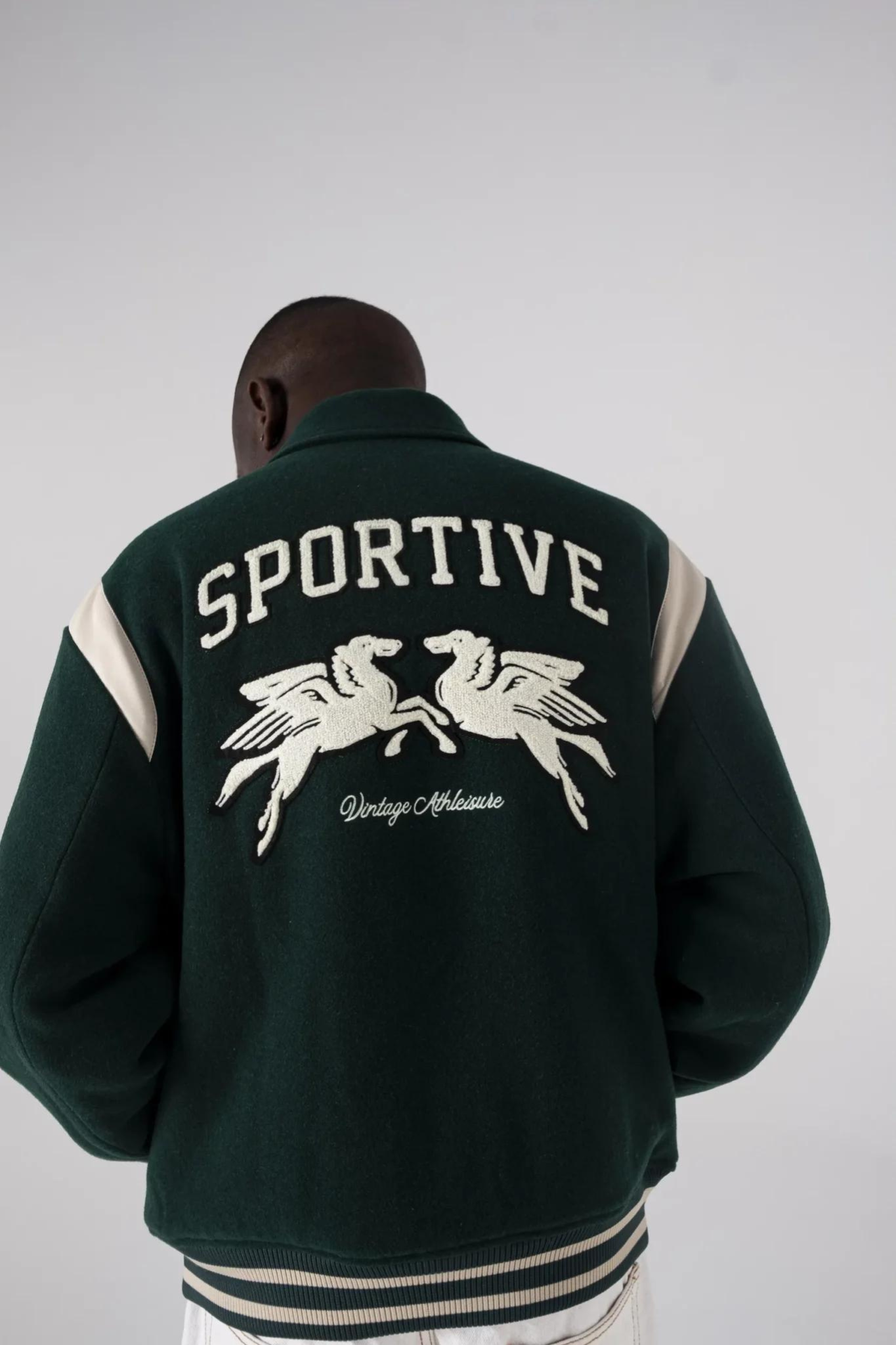 WOOL RETRO VARSITY JACKET - GREEN