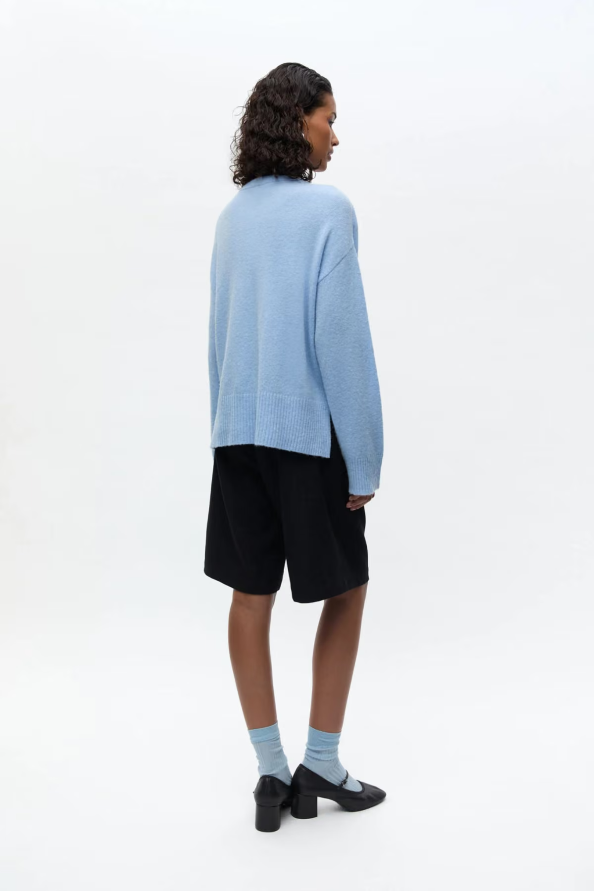 ADA LS SPLIT KNIT - POWDER BLUE