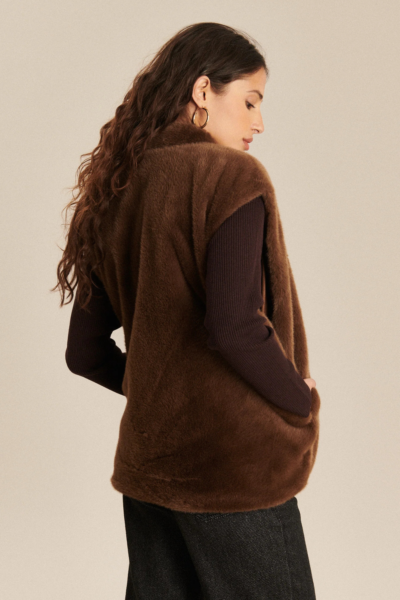 BIANCA MINK VEST - MACCHIATO