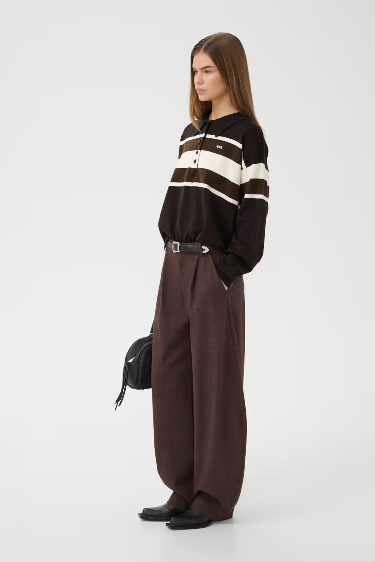 ALEXU POLO PULLOVER - GANACHE/SLATE BLACK/EGRET