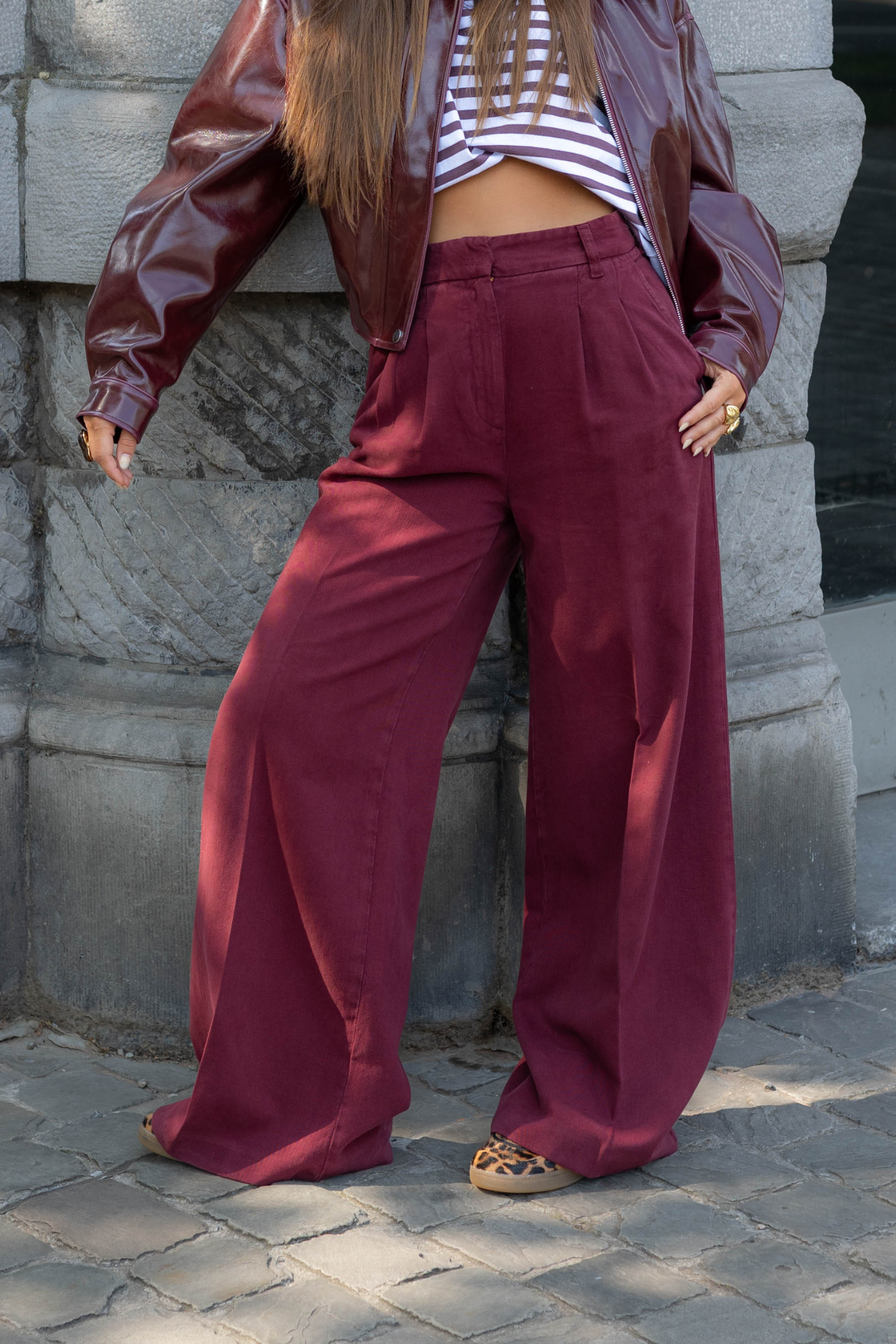 WANDA T LONG JEANS - CABERNET