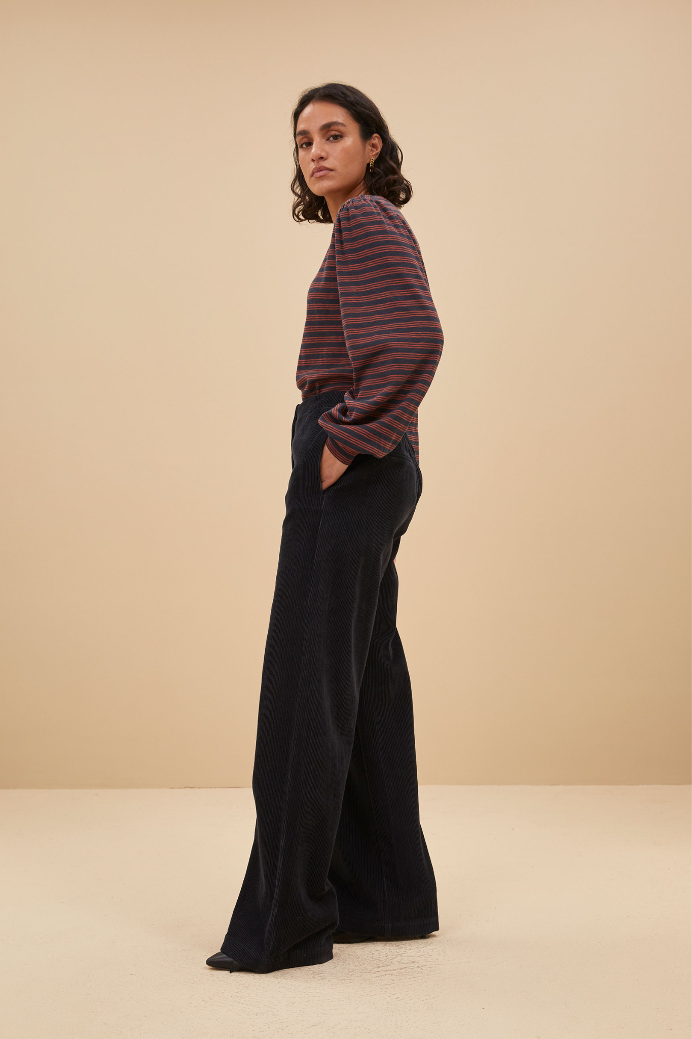 MADE IRREGULAR STRIPE TOP - MIDNIGHT