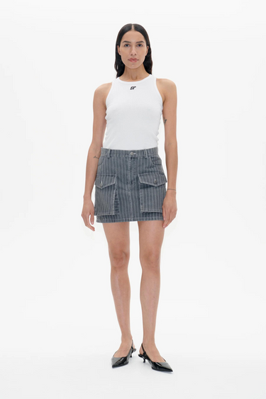 SALI SKIRT - GREY PINSTRIPE DENIM